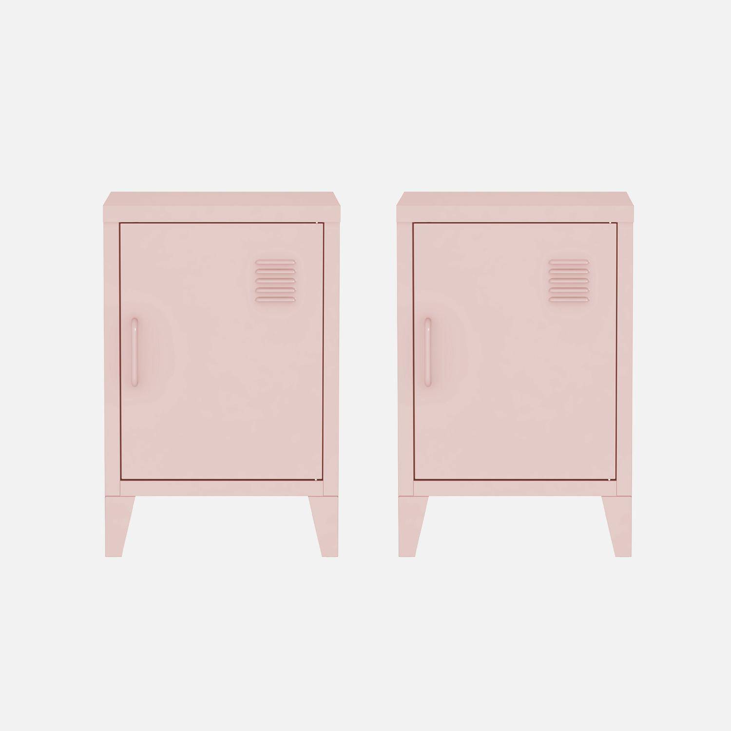Mesa-de-cabeceira metálicas com 1 porta, set de 2, Soho, Rosa, 38x38x57 cm Photo6