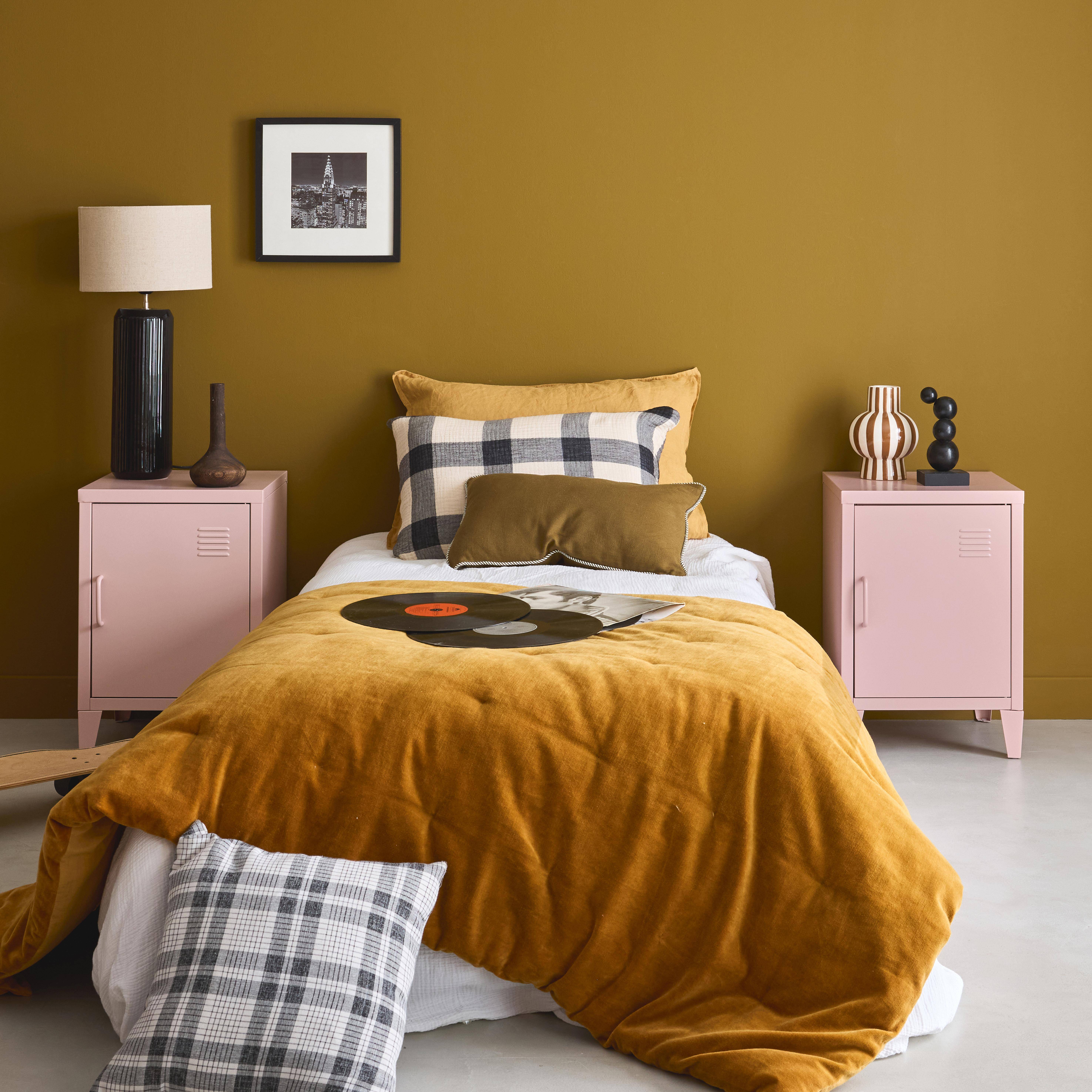 Mesa-de-cabeceira metálicas com 1 porta, set de 2, Soho, Rosa, 38x38x57 cm Photo1