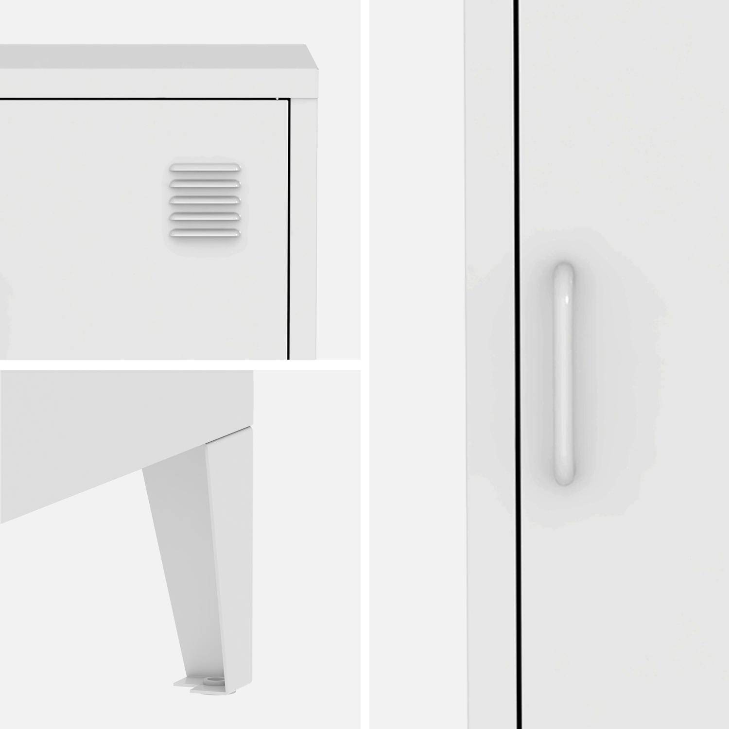 Pair of 1-door metal bedside tables, Soho, White, 38x38x57 cm Photo5