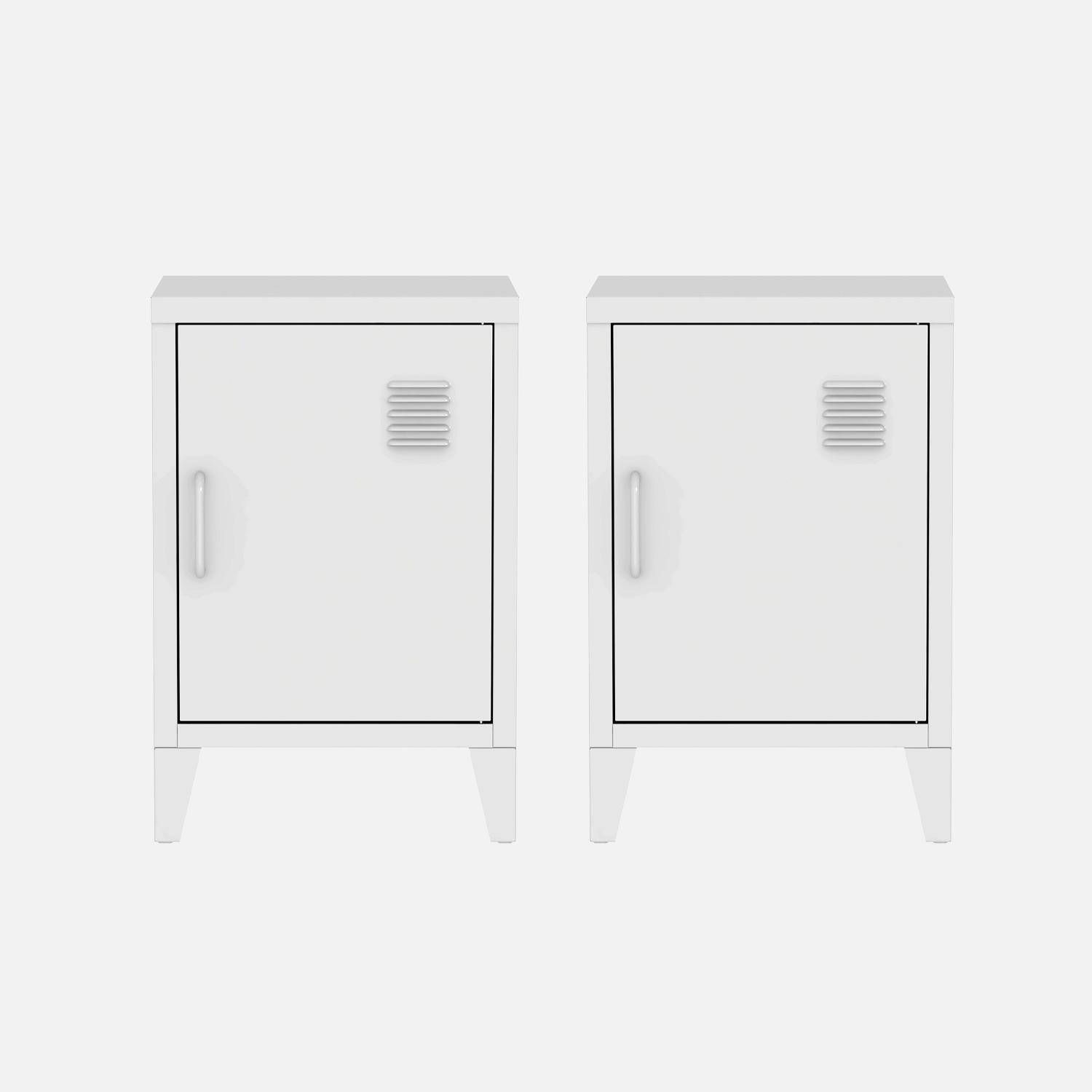 Pair of 1-door metal bedside tables, Soho, White, 38x38x57 cm,sweeek,Photo7