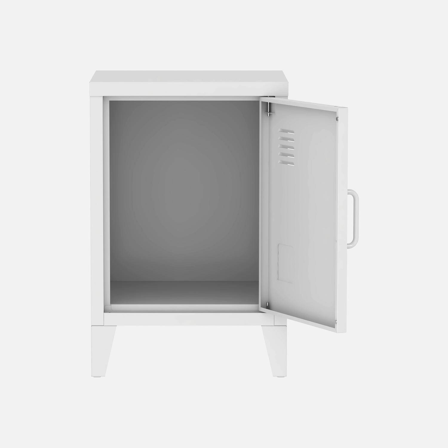 Pair of 1-door metal bedside tables, Soho, White, 38x38x57 cm,sweeek,Photo8