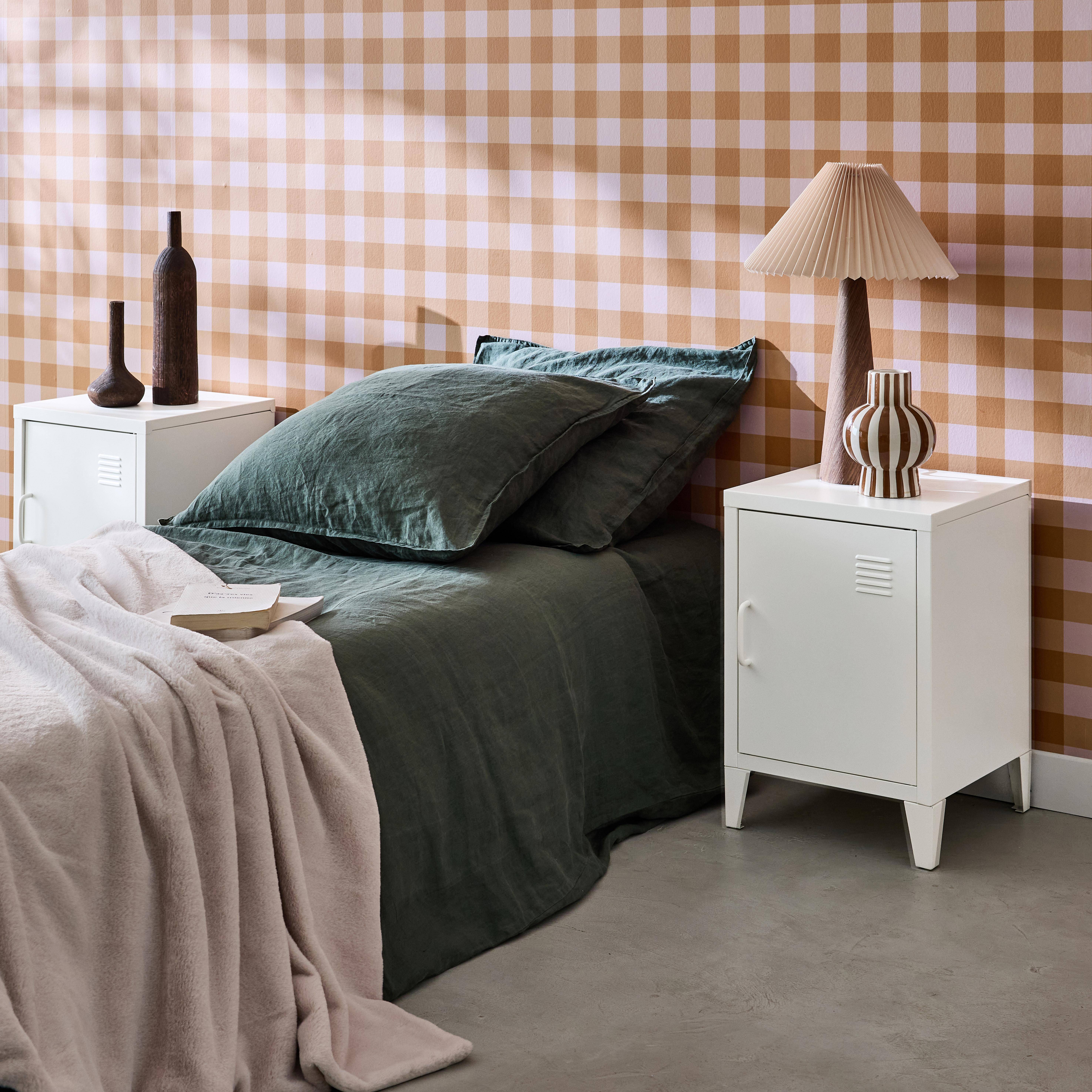 Pair of 1-door metal bedside tables, Soho, White, 38x38x57 cm Photo2
