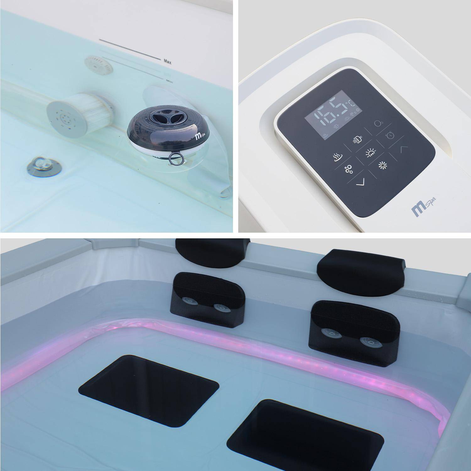 Spa rígido 6 lugares hidromassagens + Chuveiro solar reservatório, 38L, Spa Oslo com duche solar Gutta, Cinza, 160x160x65 cm,sweeek,Photo4
