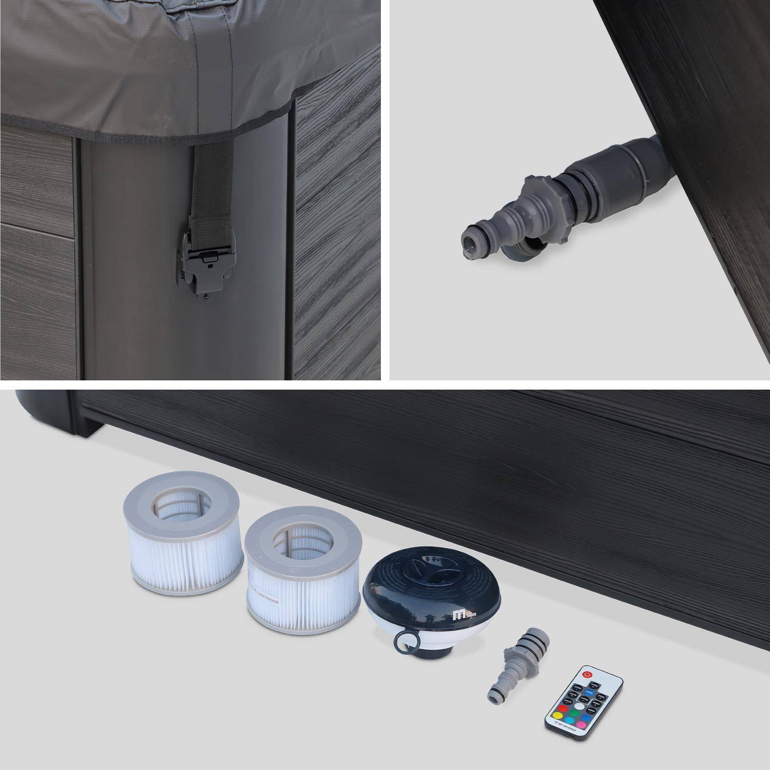 Spa rígido 6 lugares hidromassagens + Chuveiro solar reservatório, 38L, Spa Oslo com duche solar Gutta, Cinza, 160x160x65 cm,sweeek,Photo6