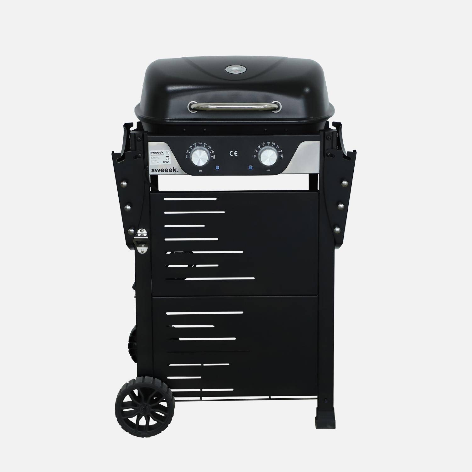Barbecue électrique noir 2 brûleurs, acier émaillé 2300 W, L 100 x P 61 x H 121,5 cm Photo8