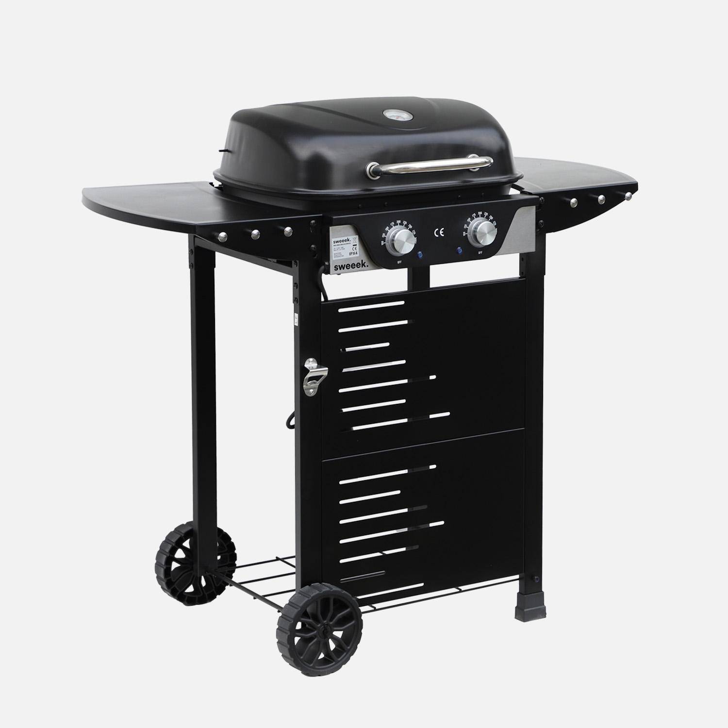 Barbecue électrique noir 2 brûleurs, acier émaillé 2300 W, L 100 x P 61 x H 121,5 cm Photo7