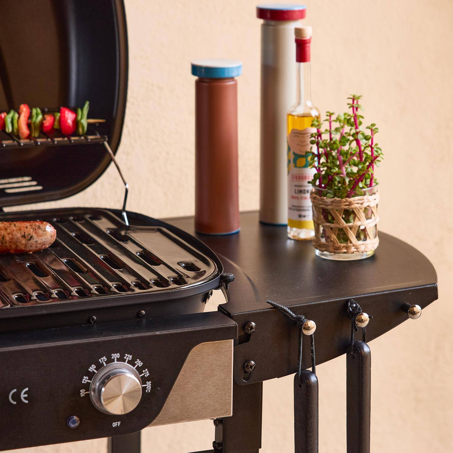 Barbecue électrique noir 2 brûleurs, acier émaillé 2300 W, L 100 x P 61 x H 121,5 cm Photo5