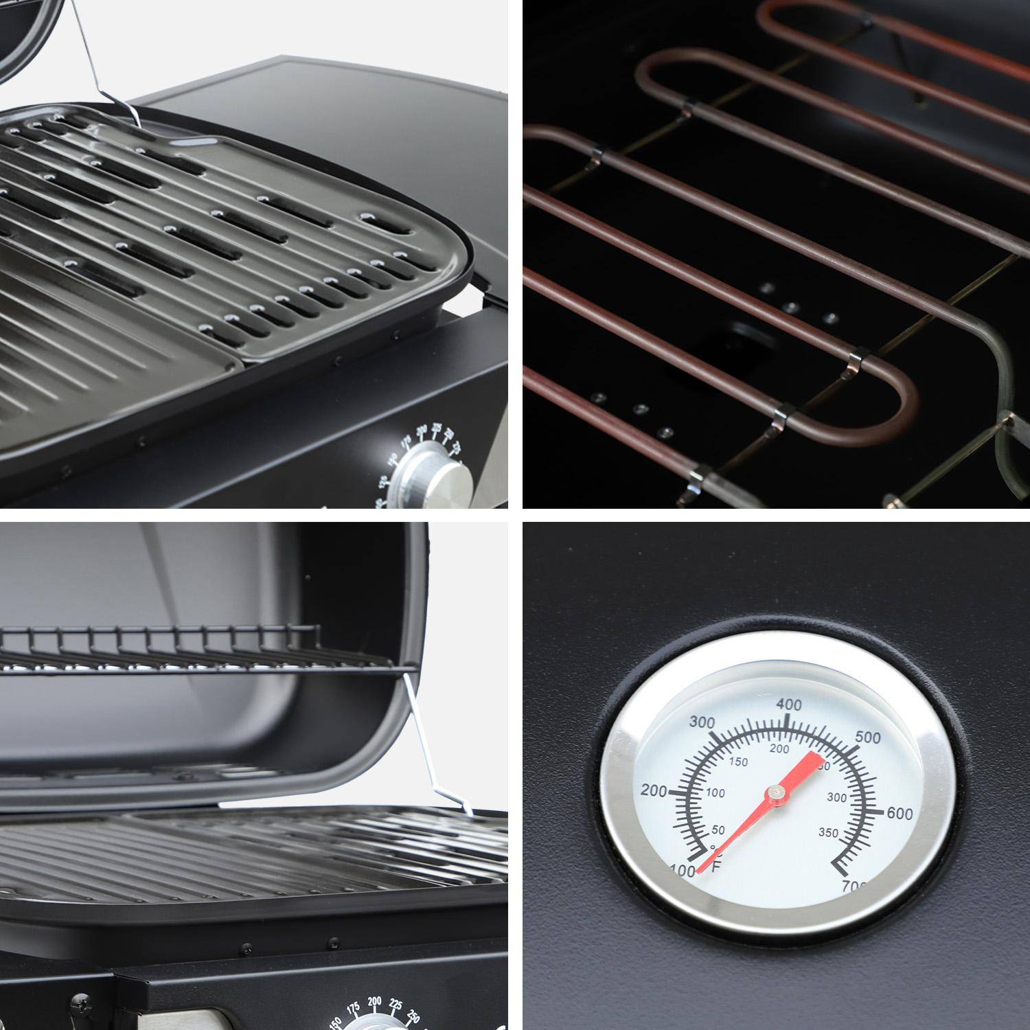 Barbecue électrique noir 2 brûleurs, acier émaillé 2300 W, L 100 x P 61 x H 121,5 cm Photo9