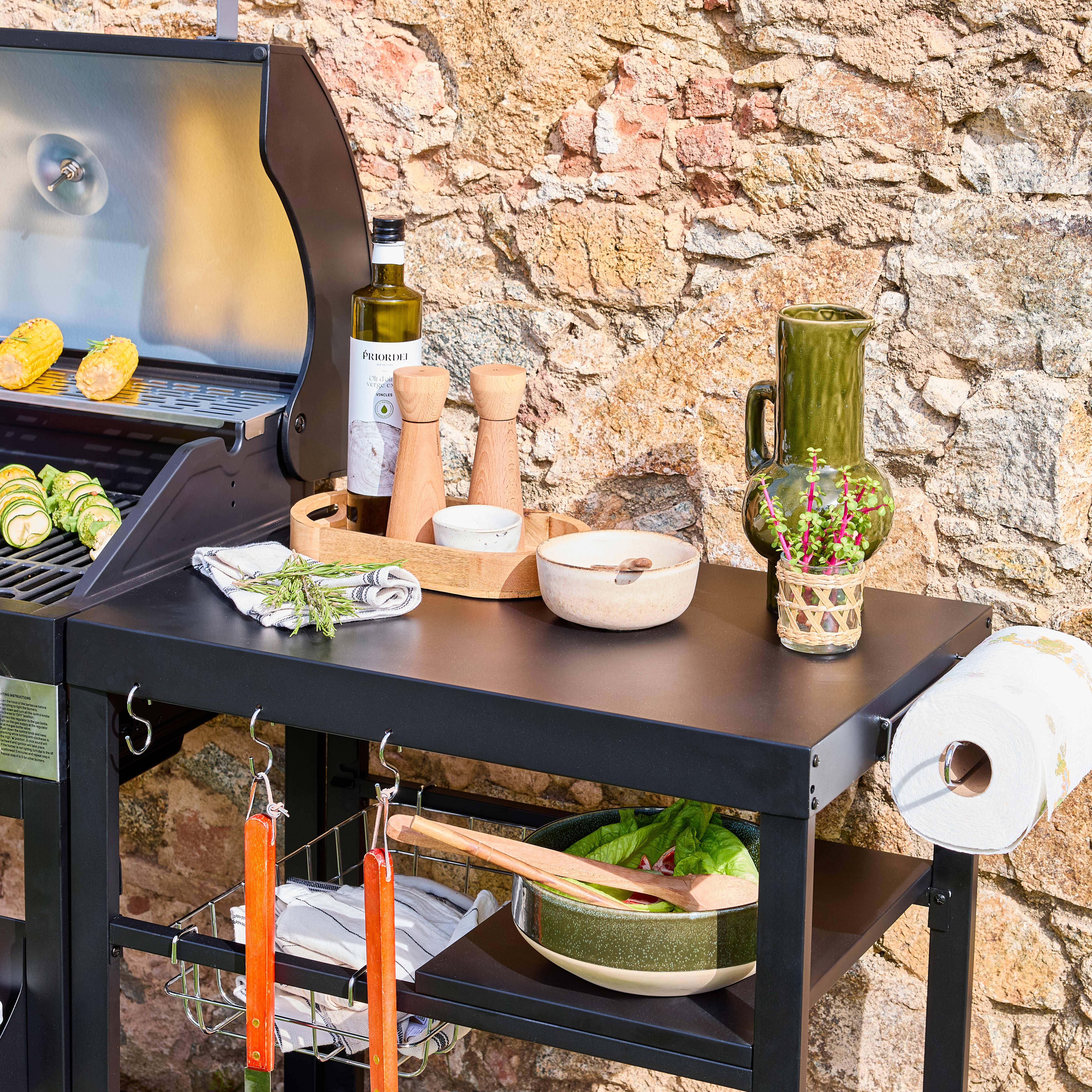 Barbecue 4 branders, buitenkeuken Danglars, zwart staal, L 223,5 x D 60,5 x H 142 cm Photo6