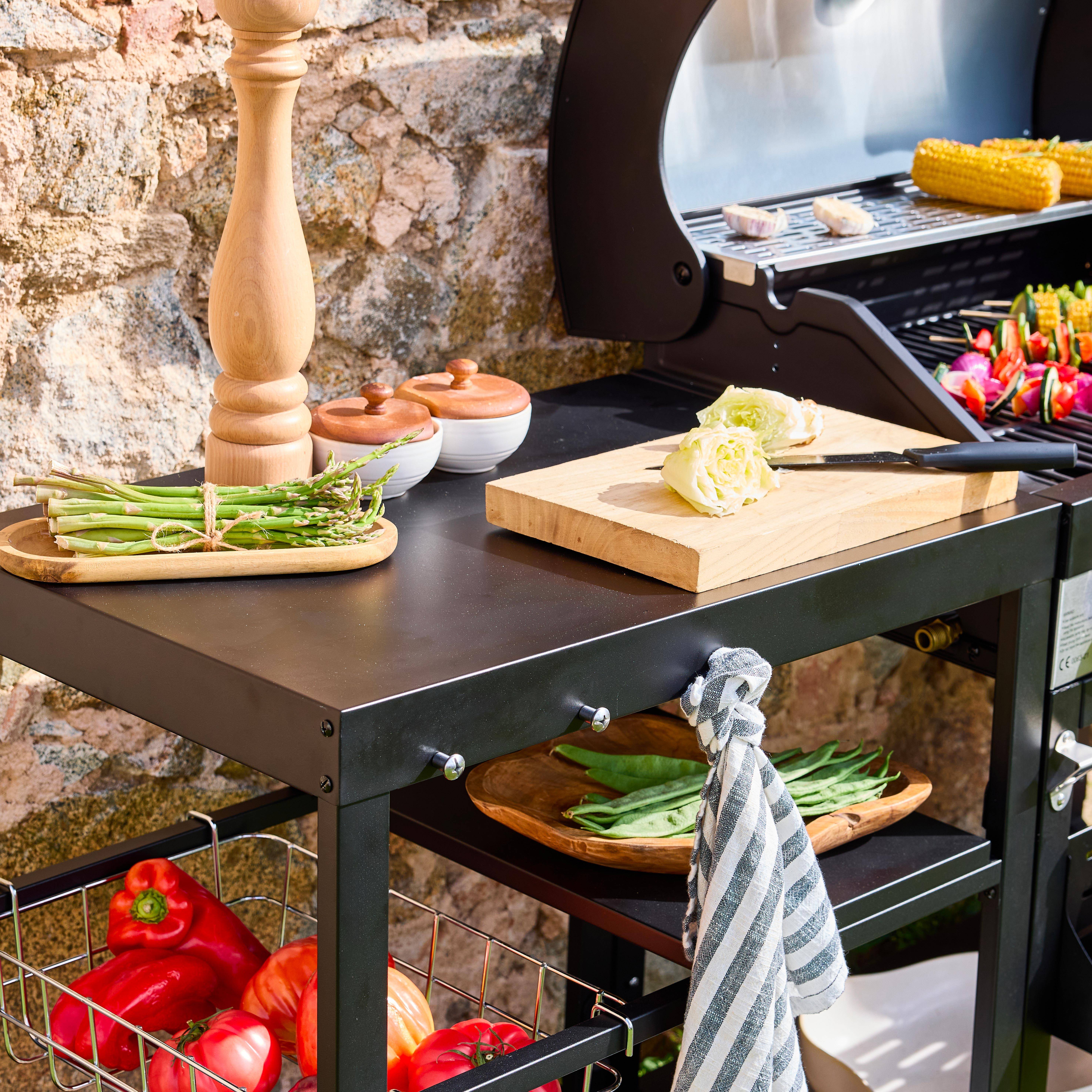Barbecue 4 branders, buitenkeuken Danglars, zwart staal, L 223,5 x D 60,5 x H 142 cm Photo5