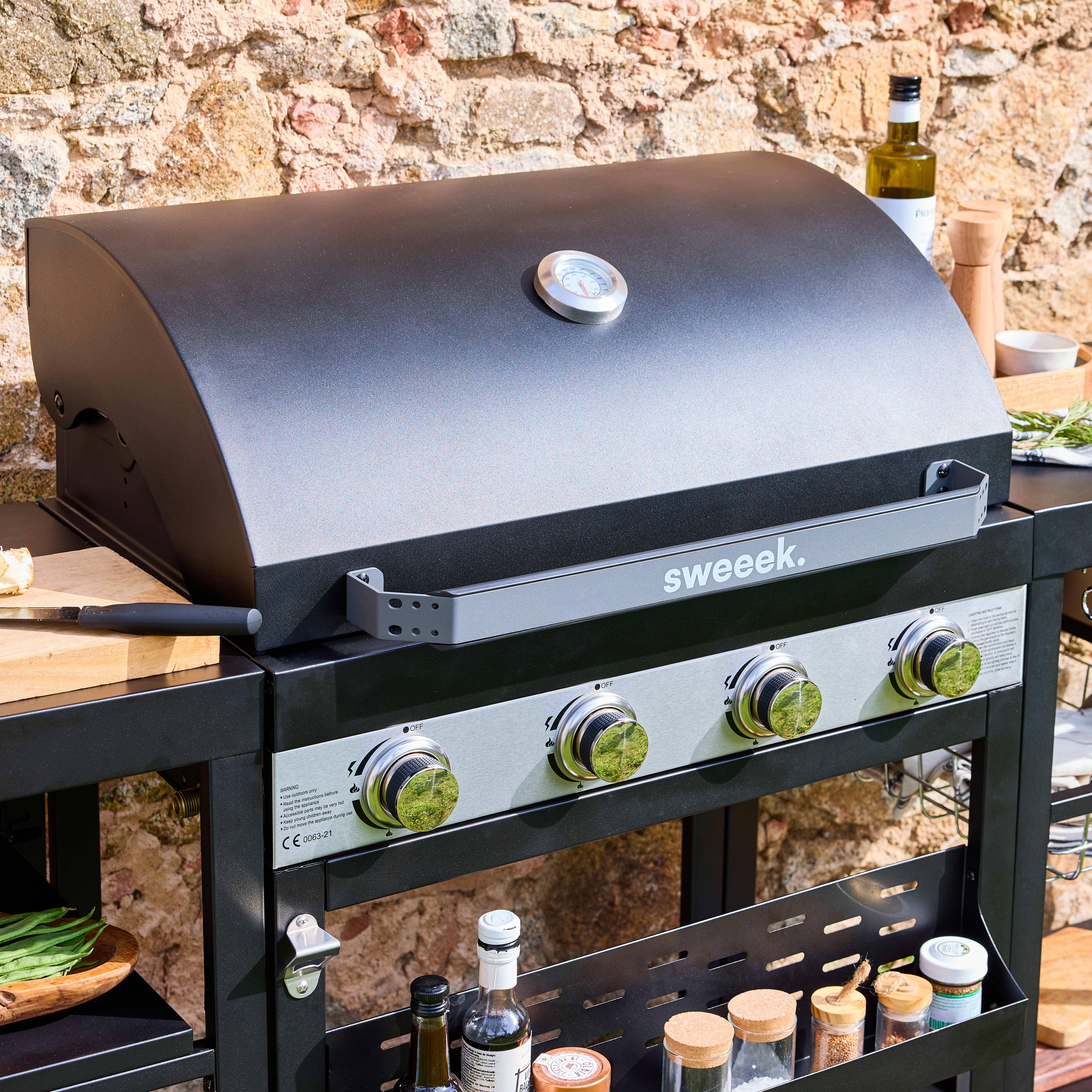 Barbecue 4 branders, buitenkeuken Danglars, zwart staal, L 223,5 x D 60,5 x H 142 cm Photo7