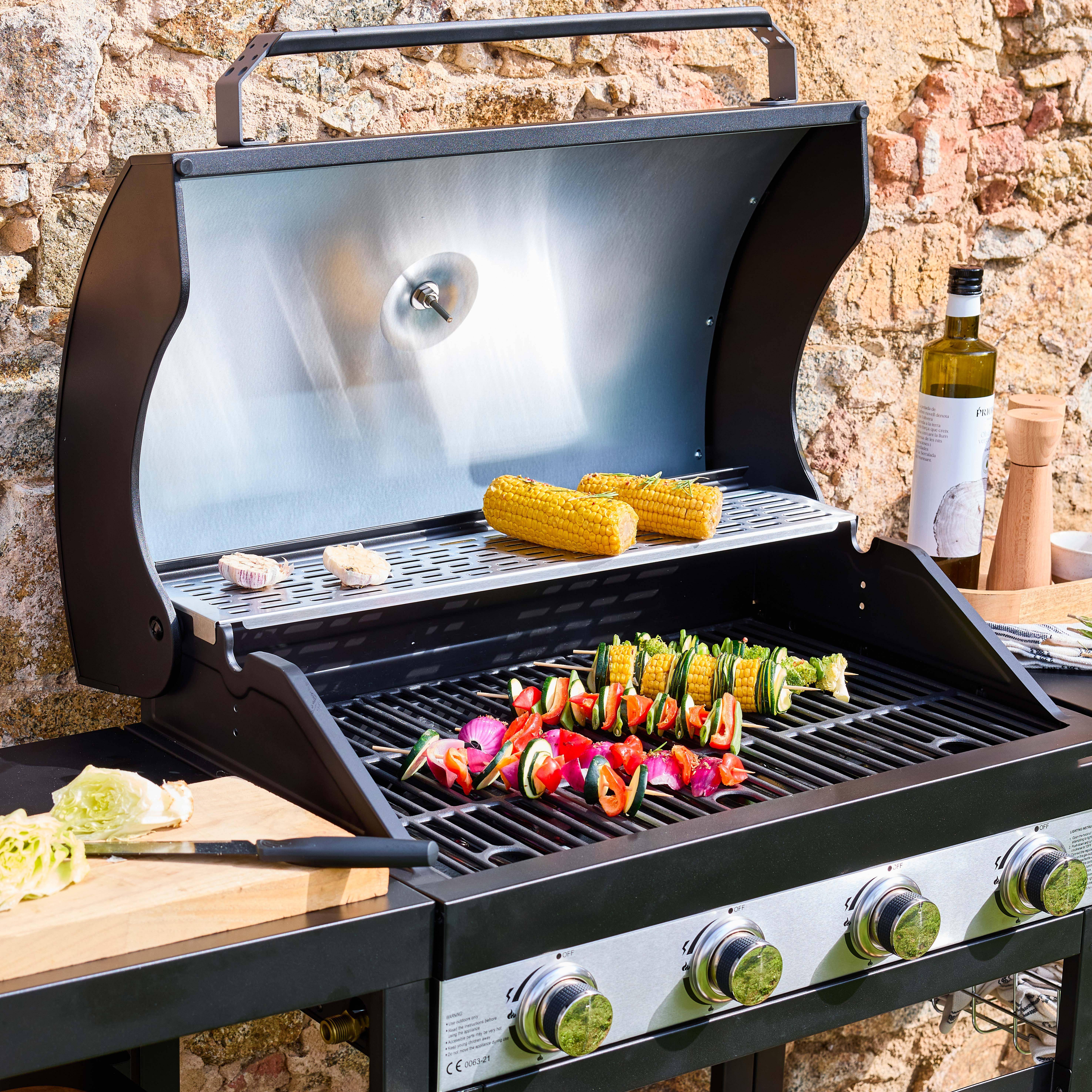 Barbecue 4 branders, buitenkeuken Danglars, zwart staal, L 223,5 x D 60,5 x H 142 cm Photo2