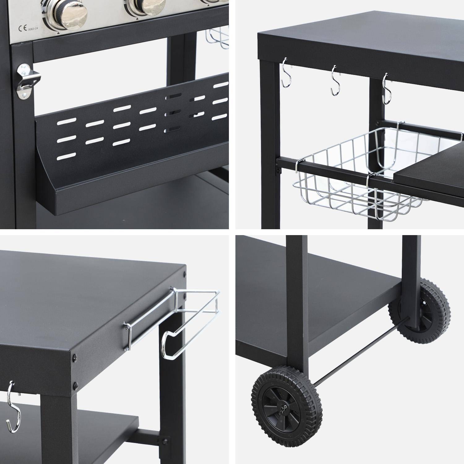 4-burner barbecue, outdoor kitchen, Danglars, Black, 223.5x60.5x142 cm,sweeek,Photo5
