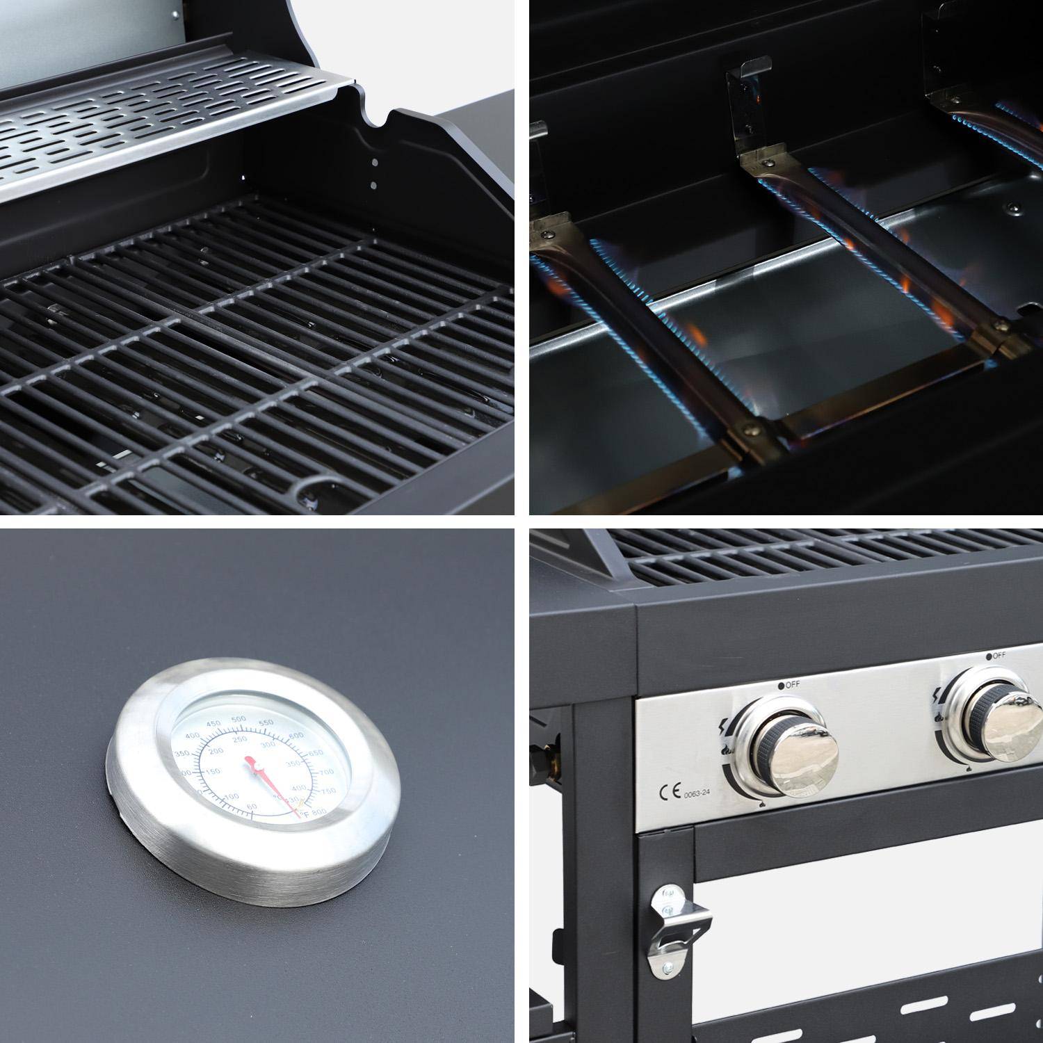 4-burner barbecue, outdoor kitchen, Danglars, Black, 223.5x60.5x142 cm,sweeek,Photo6