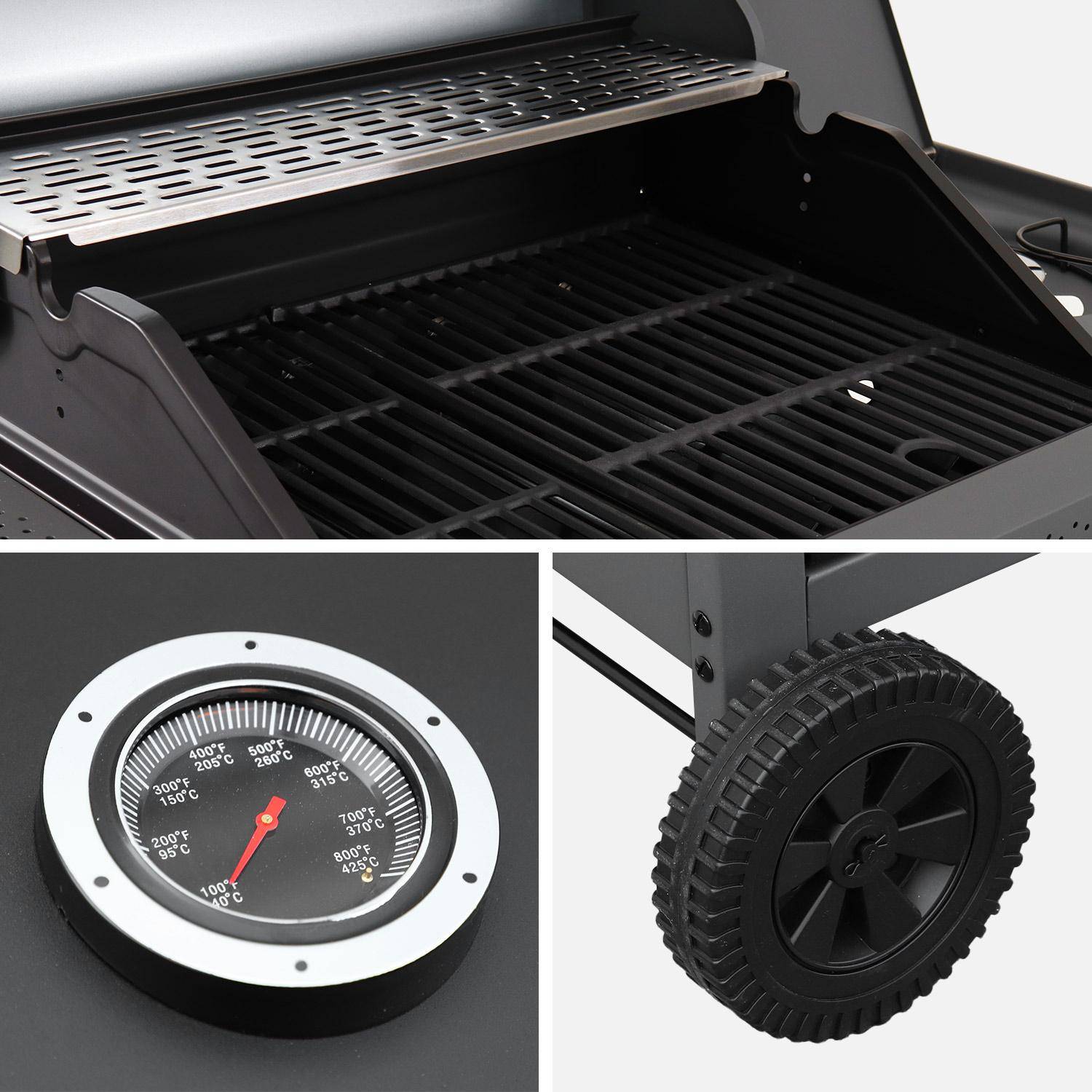 Gasbarbecue Edmond zwart, 4 branders + 1 zijbrander, met thermometer, L 122x B62 x H143 cm Photo8
