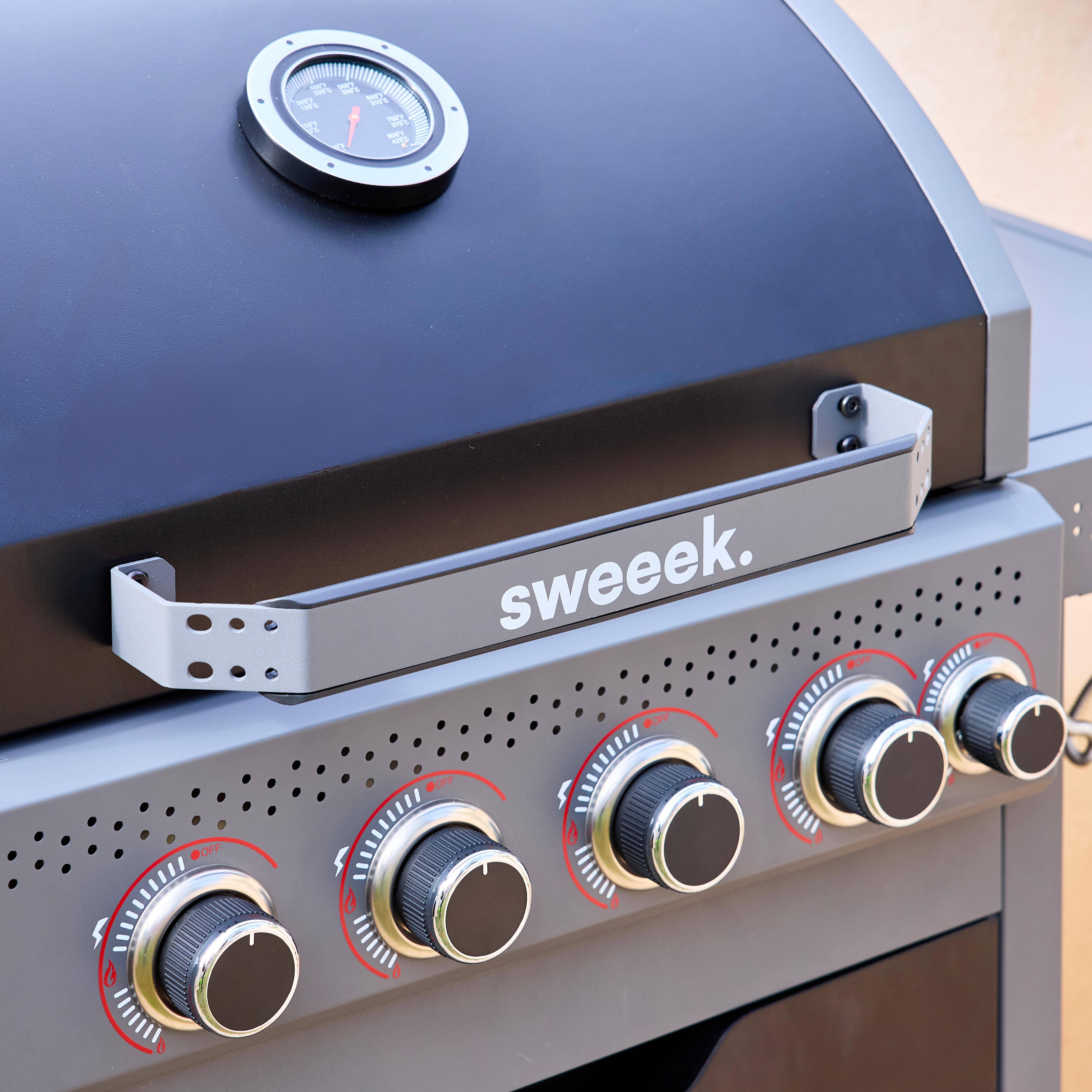 Gasgrill Edmond schwarz, 4 Brenner + 1 Seitenbrenner, mit Thermometer, L 122 x B 62 x H 143 cm Photo3