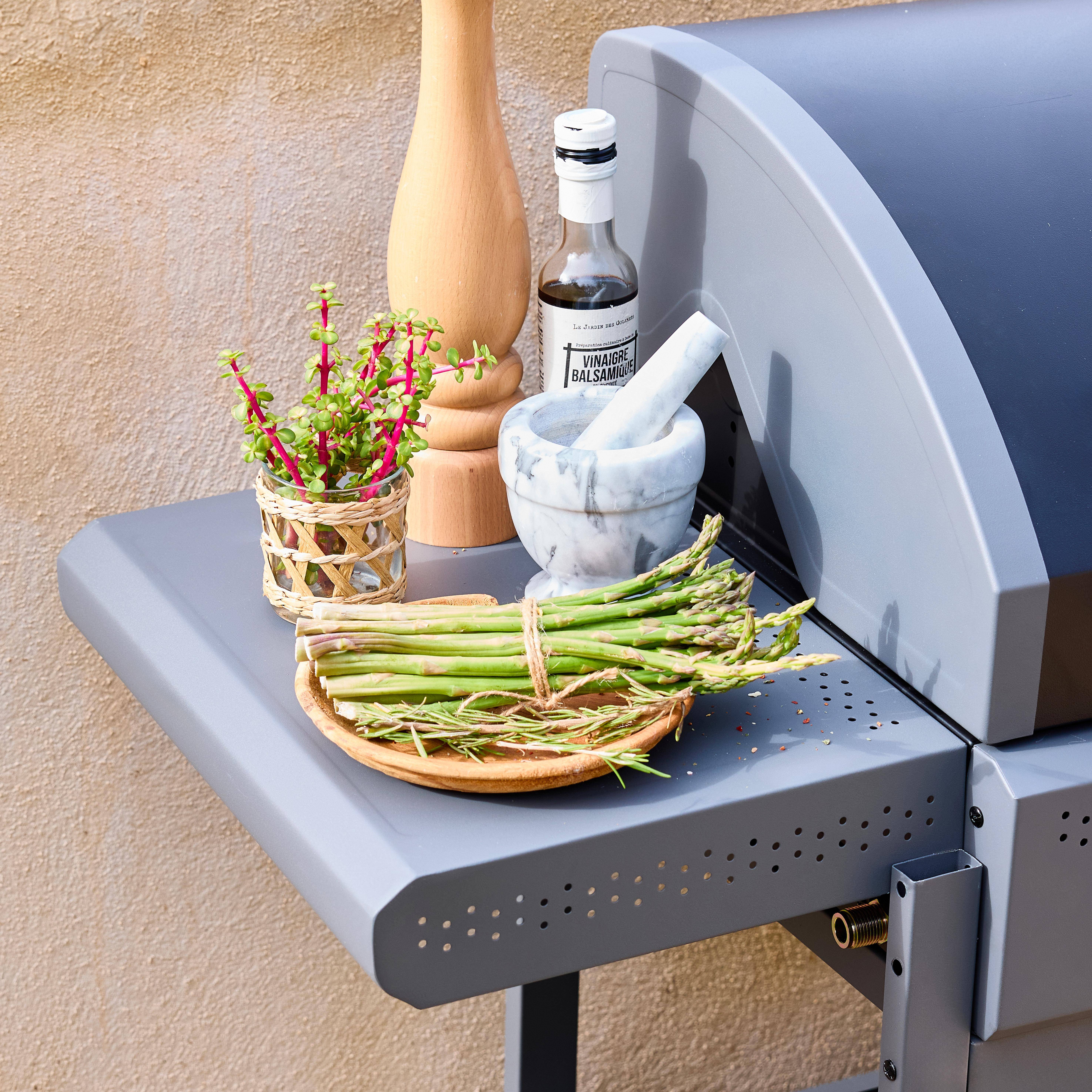 Gasgrill Edmond schwarz, 4 Brenner + 1 Seitenbrenner, mit Thermometer, L 122 x B 62 x H 143 cm Photo4