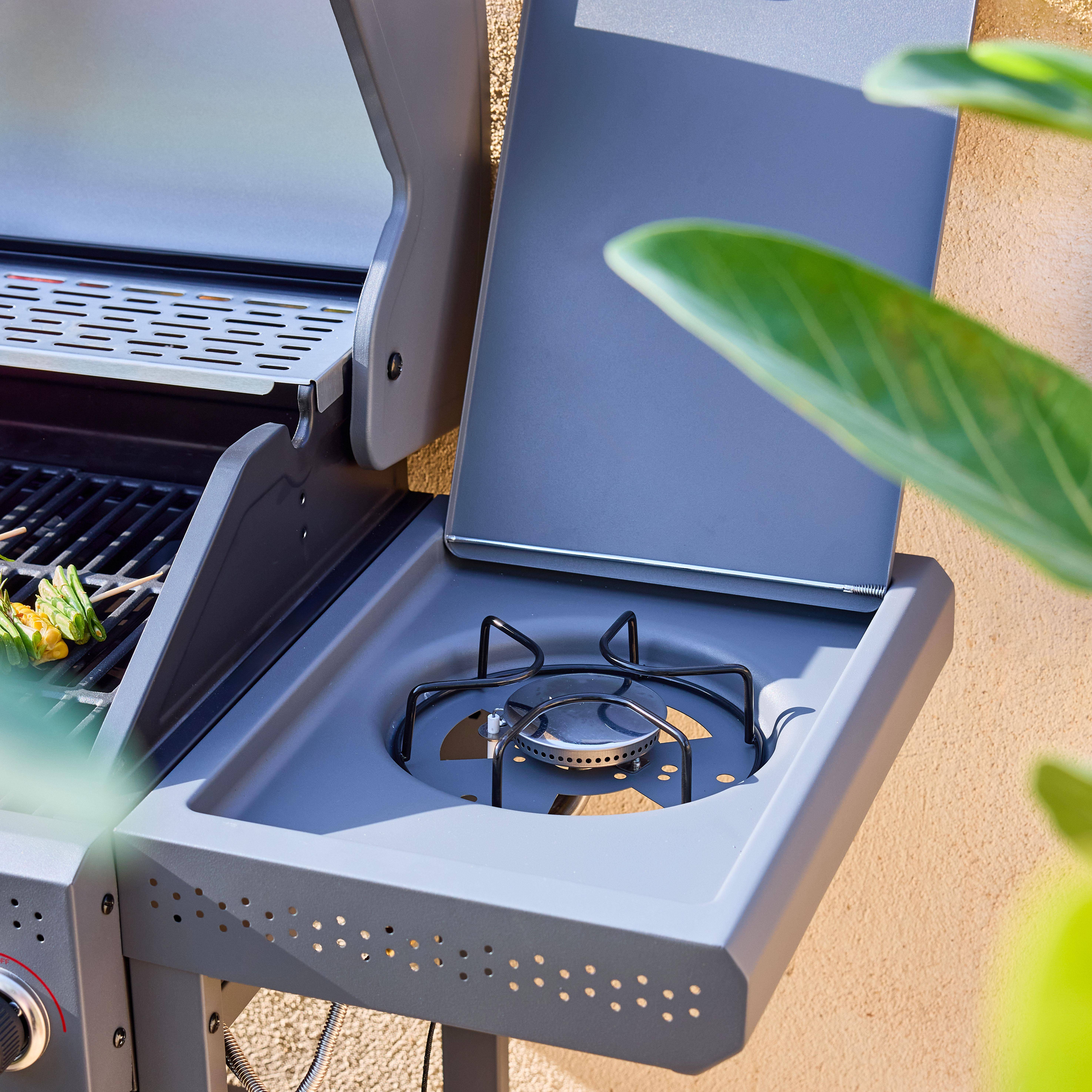 Gasgrill Edmond schwarz - 6 Brenner + 1 Seitenbrenner, mit Thermometer, L 132 x B 62 x H 143 cm Photo8