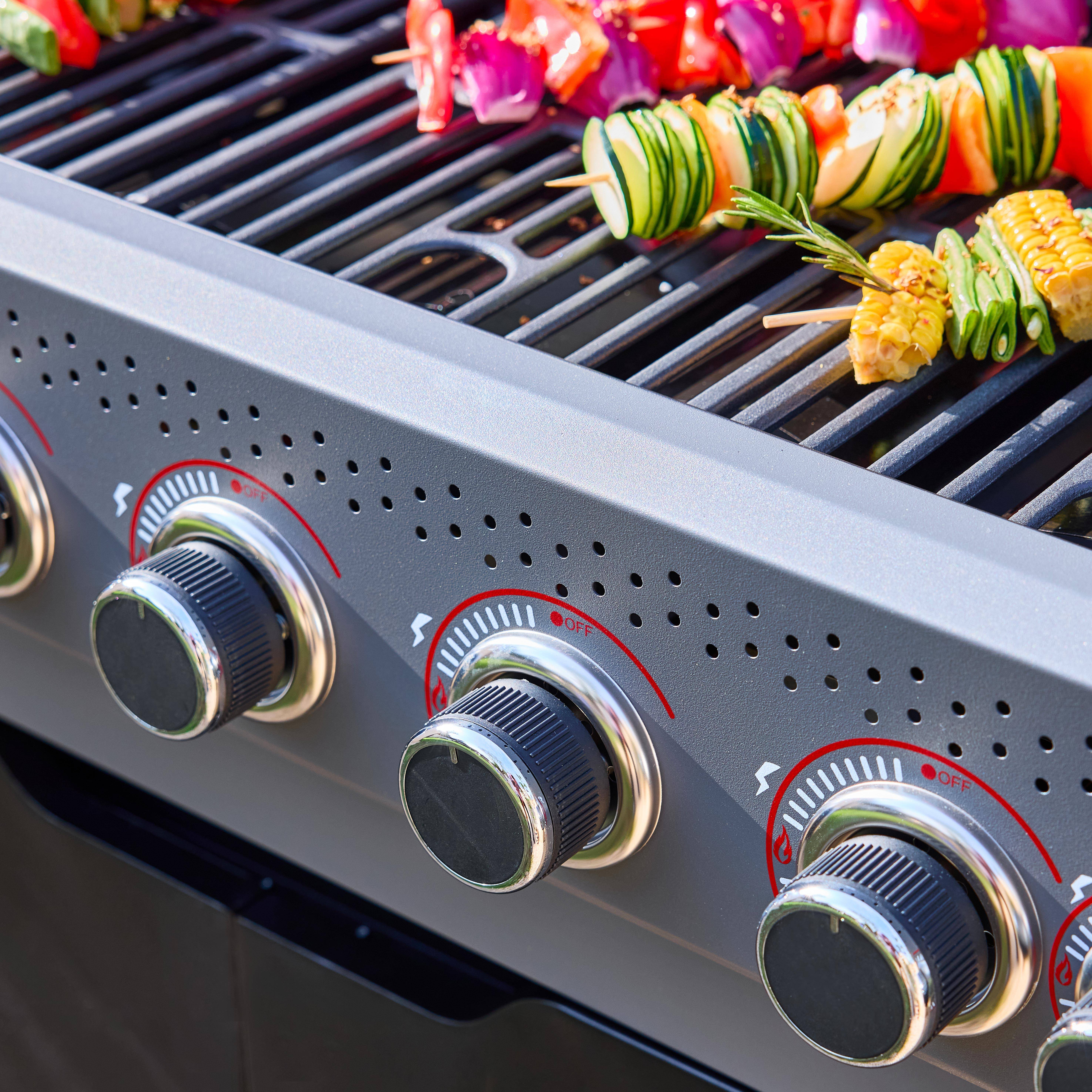 Gasgrill Edmond schwarz - 6 Brenner + 1 Seitenbrenner, mit Thermometer, L 132 x B 62 x H 143 cm Photo7