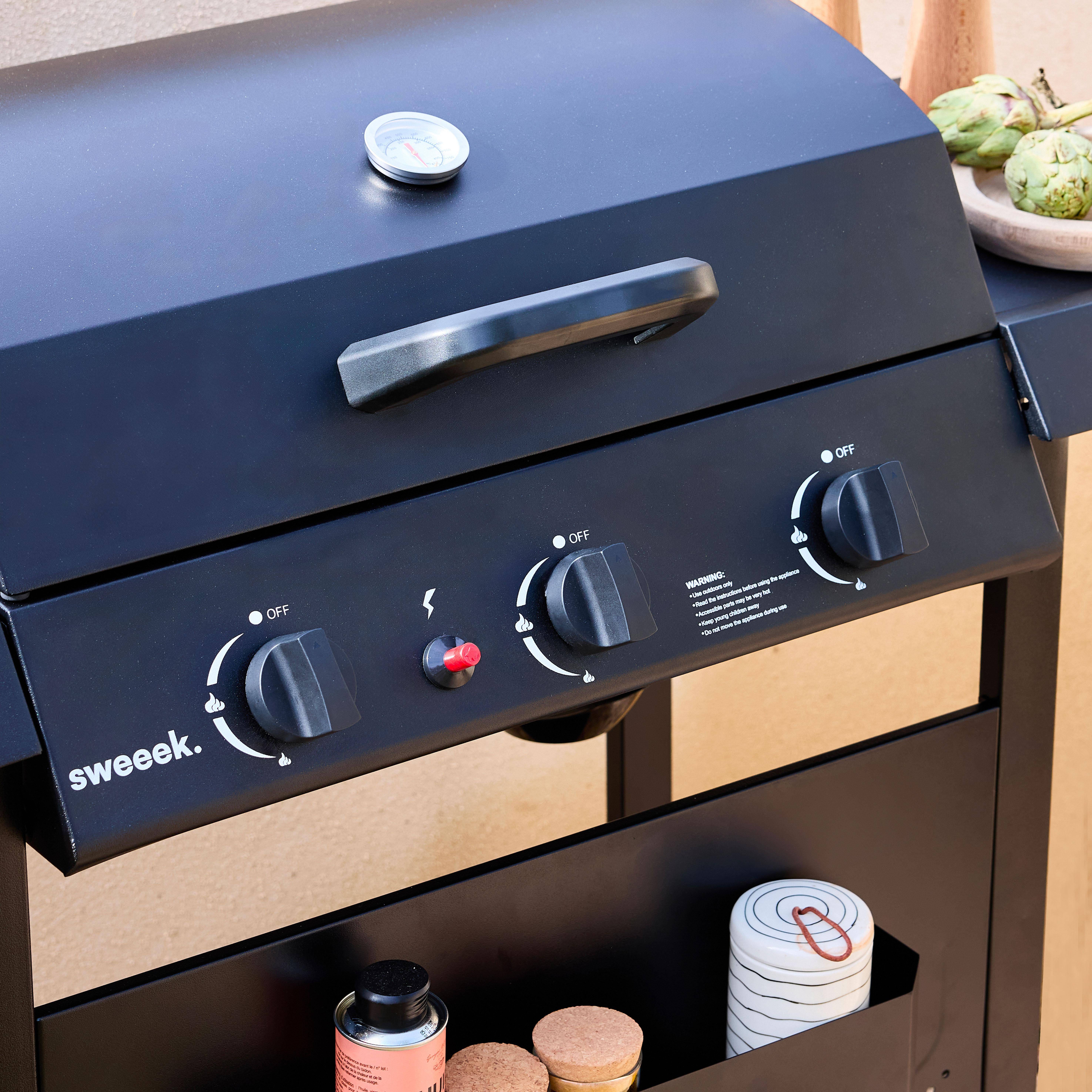 Gasbarbecue Madeleine zwart, 3 branders, buitenkeuken, L 109,5 x B 59 x H 125 cm Photo3