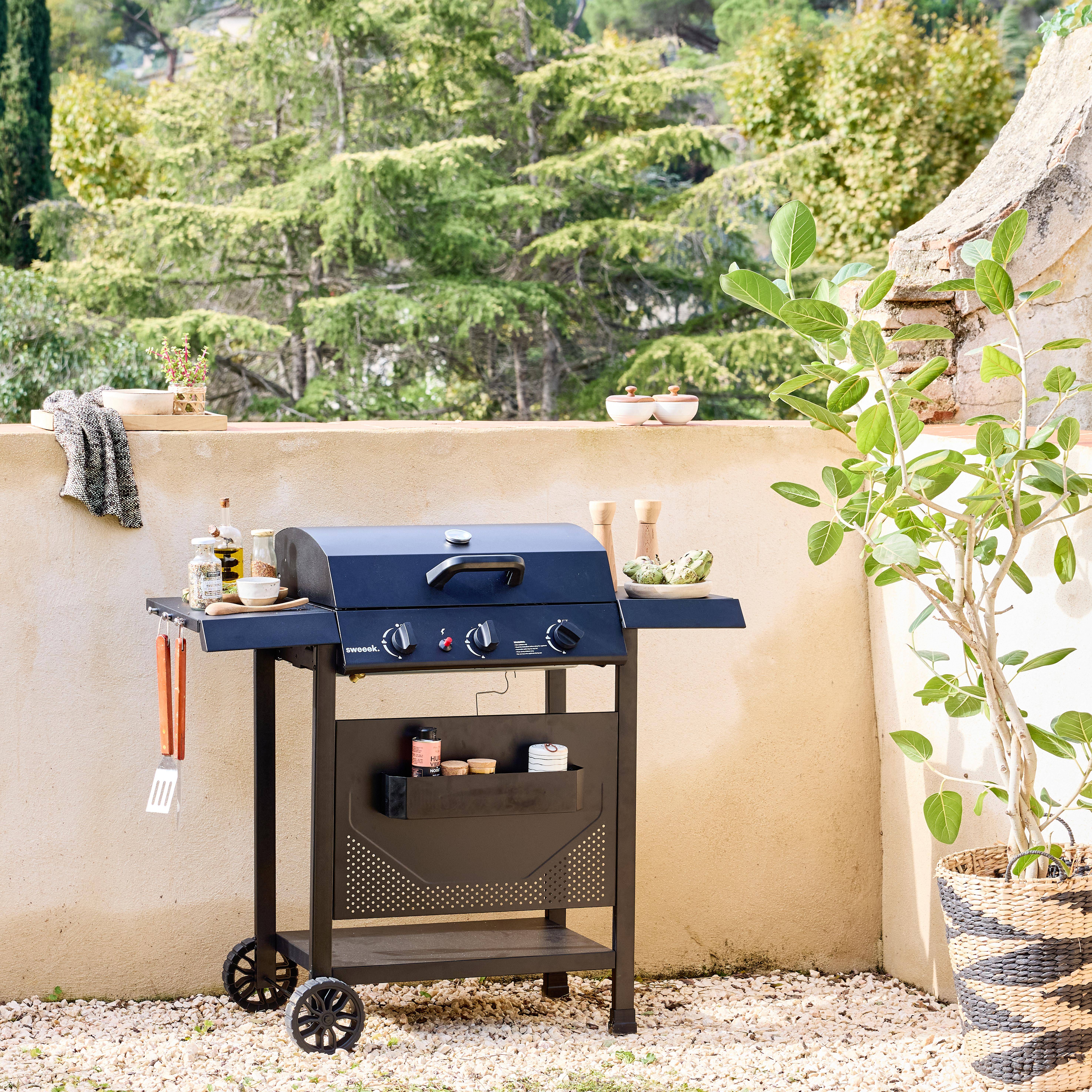 Gasbarbecue Madeleine zwart, 3 branders, buitenkeuken, L 109,5 x B 59 x H 125 cm Photo1