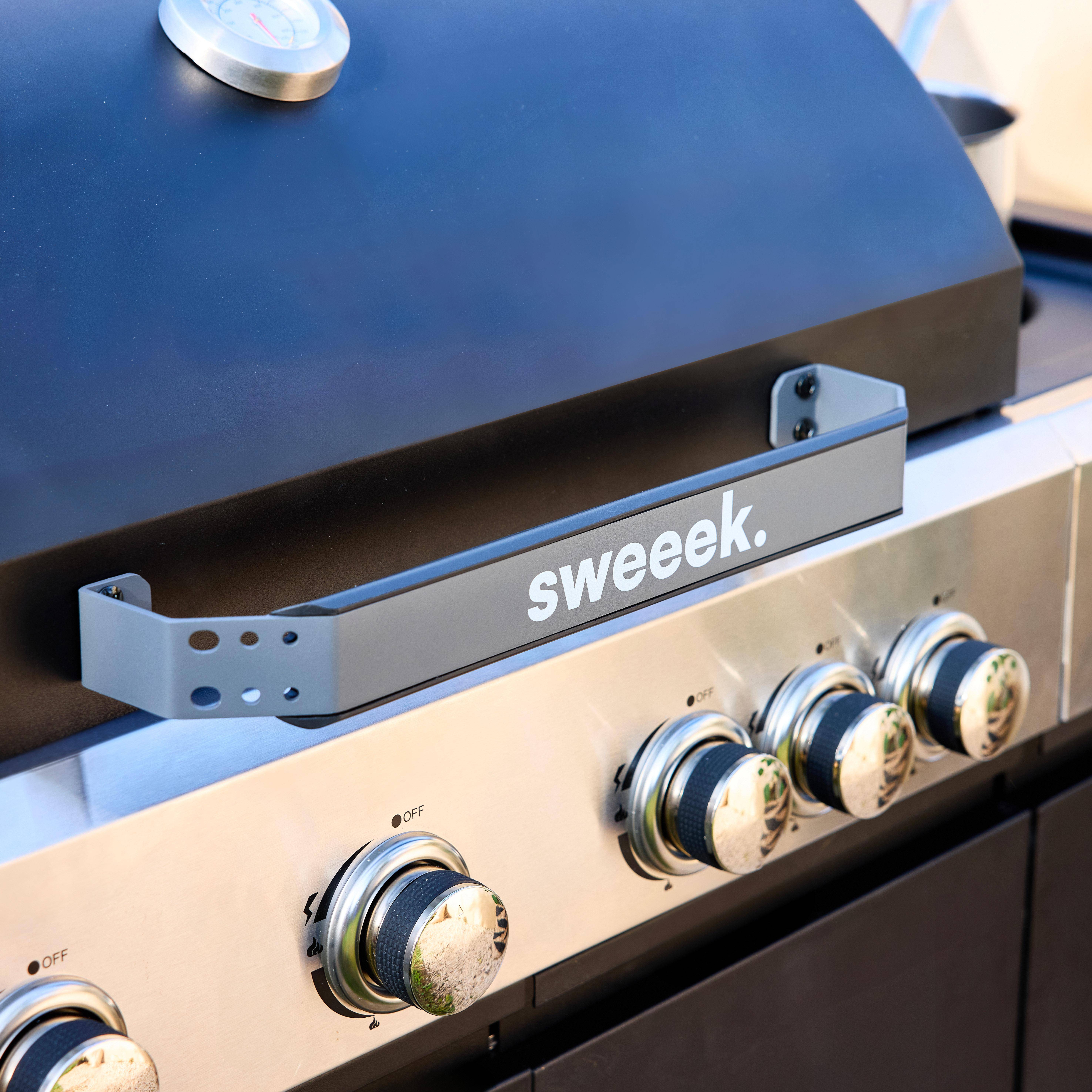 Gasbarbecue 4 branders + 1 zijbrander Maxim, zwart, Staal, geïntegreerde thermometer, vetopvangbak, warmhoudrek, L 145,5 x D 61,5 x H 143,5cm Photo5