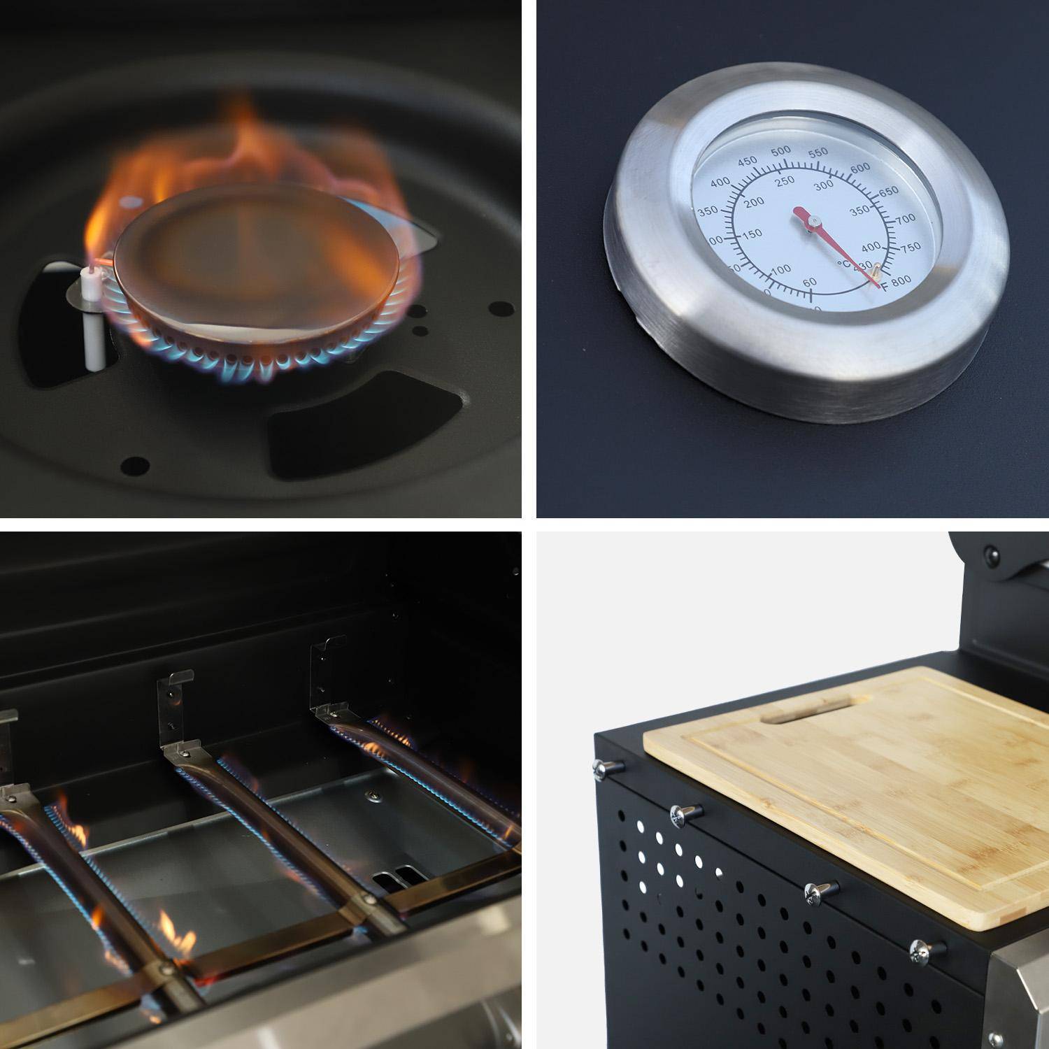 Gasgrill 4 Brenner + 1 Seitenbrenner Maxim schwarz, Stahl, integriertes Thermometer, Fettauffangsystem, Warmhaltegrill, L 145,5 x B 61,5 x H 143,5 cm Photo15