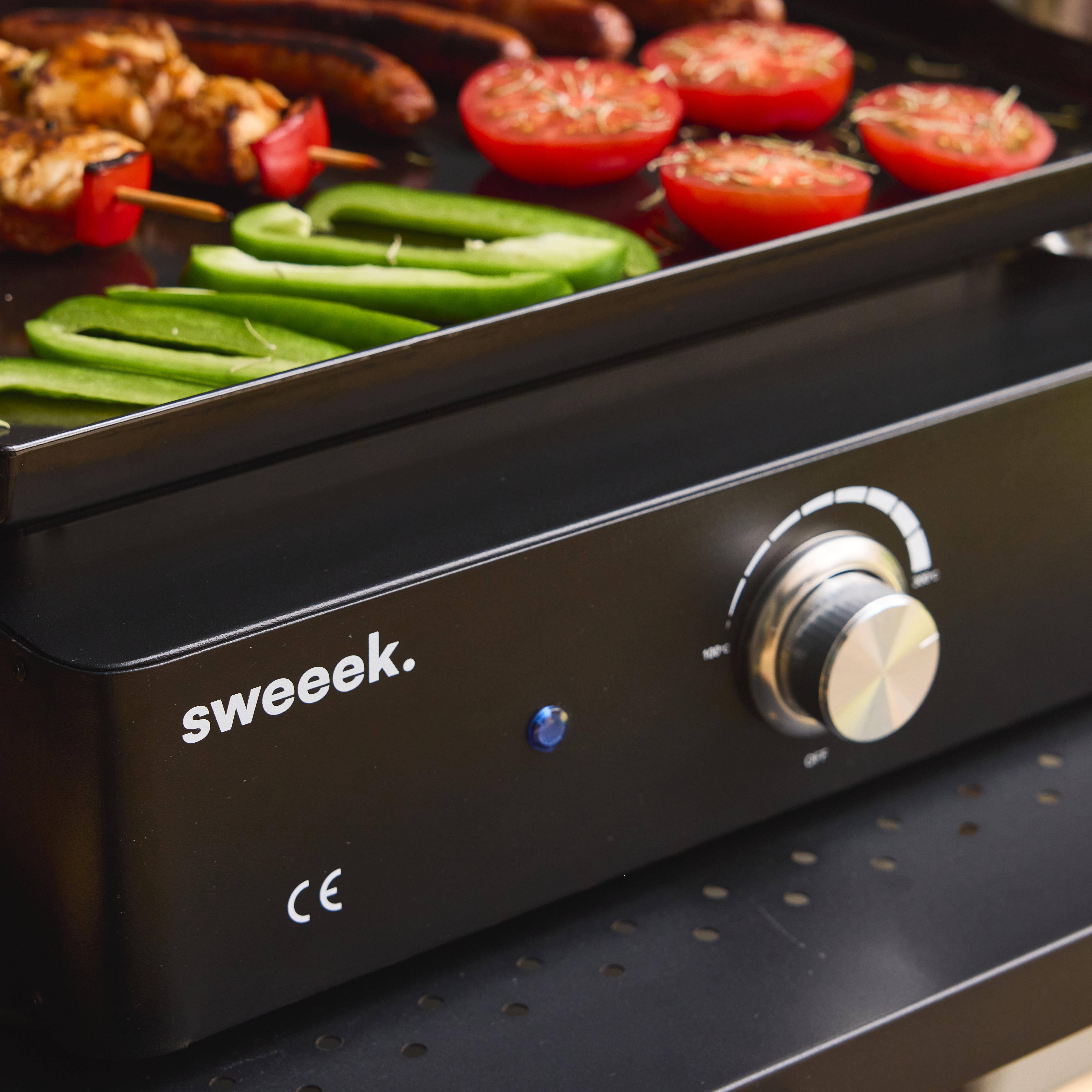 Plancha électrique noire NIKOLA 1 brûleur, acier émaillé, 2200 W,sweeek,Photo2