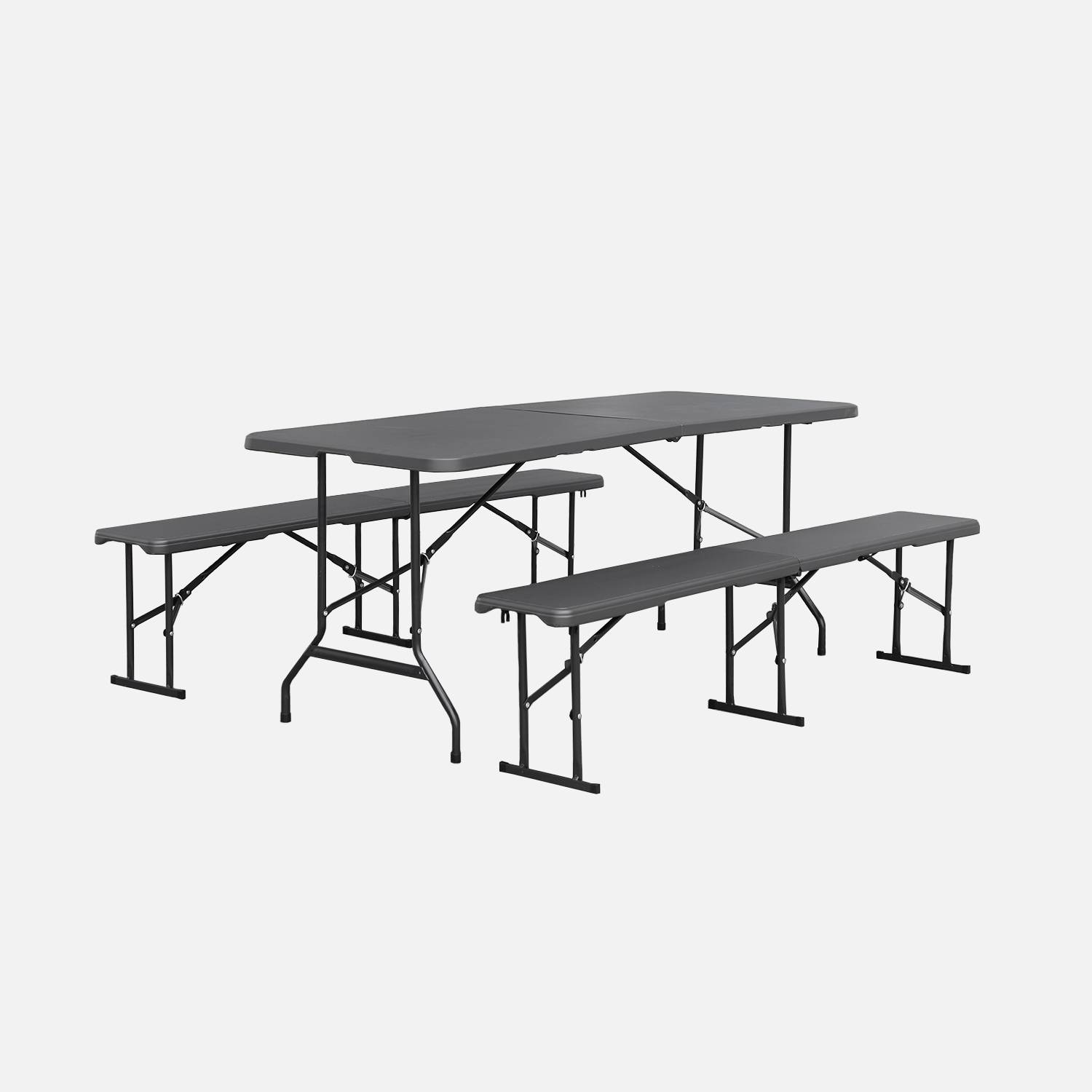 Set de table et bancs de réception, gris foncé