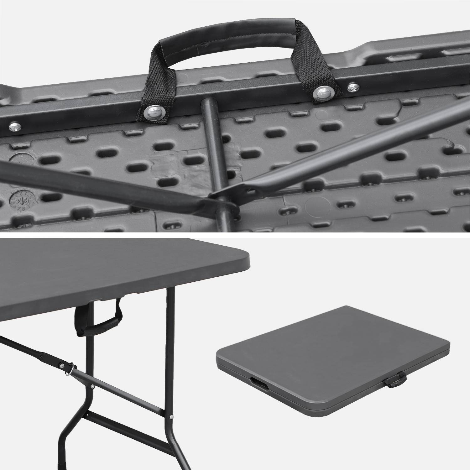 Set van tafel en banken, 180cm, opvouwbaar, met draaggreep, donkergrijs plastic, campingtafel,sweeek,Photo6