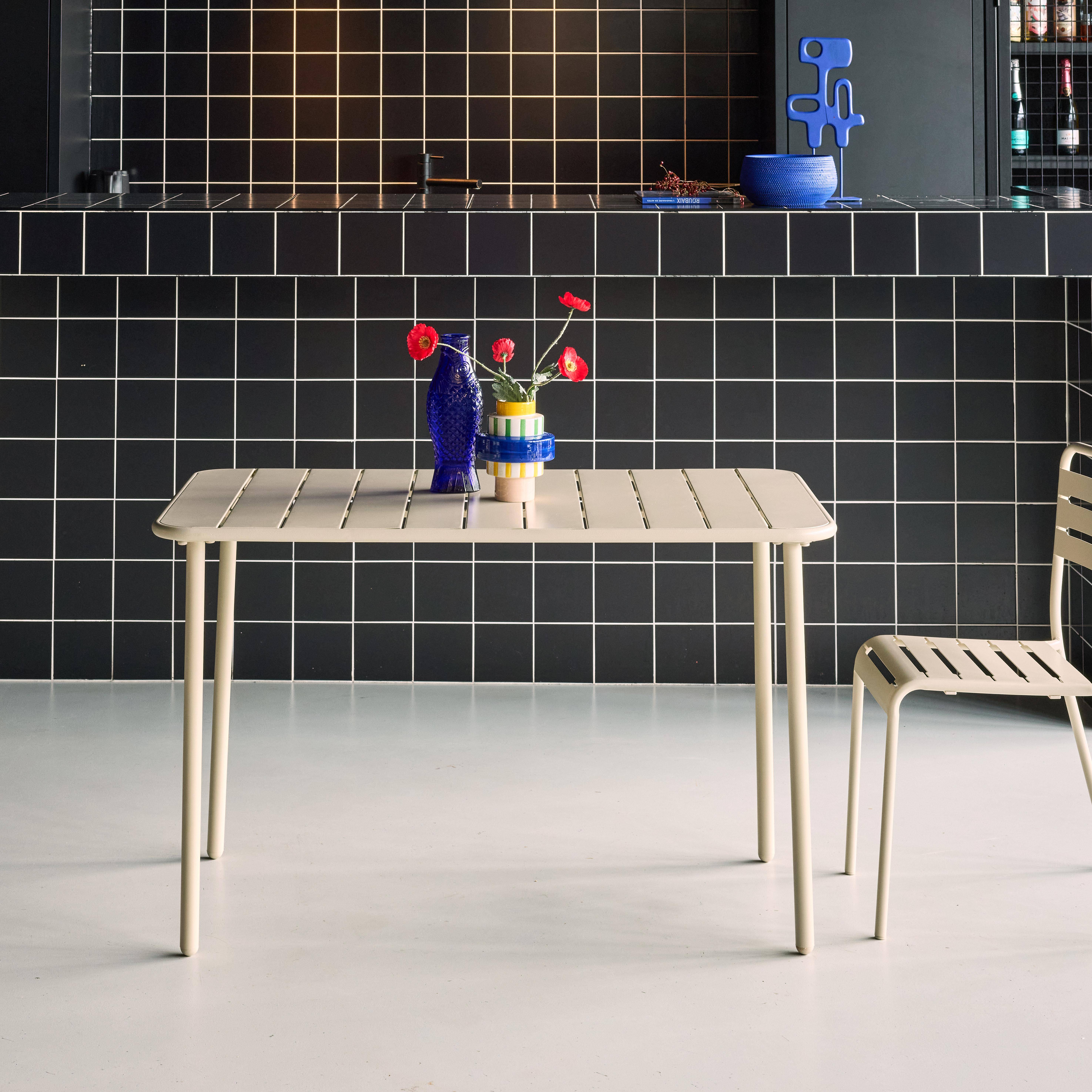 Tavolo da giardino in metallo a 4 posti, Amelia 120cm, Beige, 120x70x72.5 cm Photo1