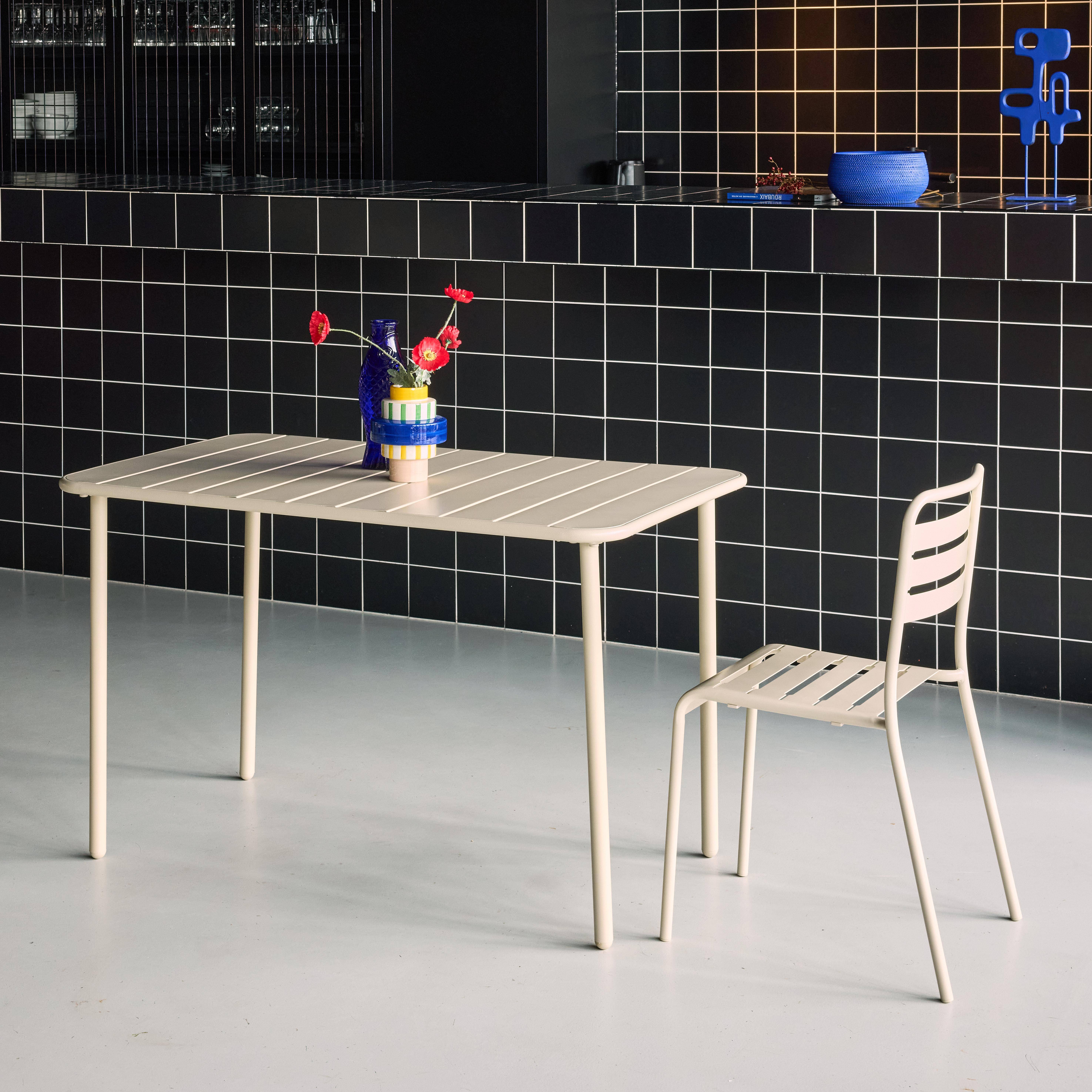 Tavolo da giardino in metallo a 4 posti, Amelia 120cm, Beige, 120x70x72.5 cm,sweeek,Photo2