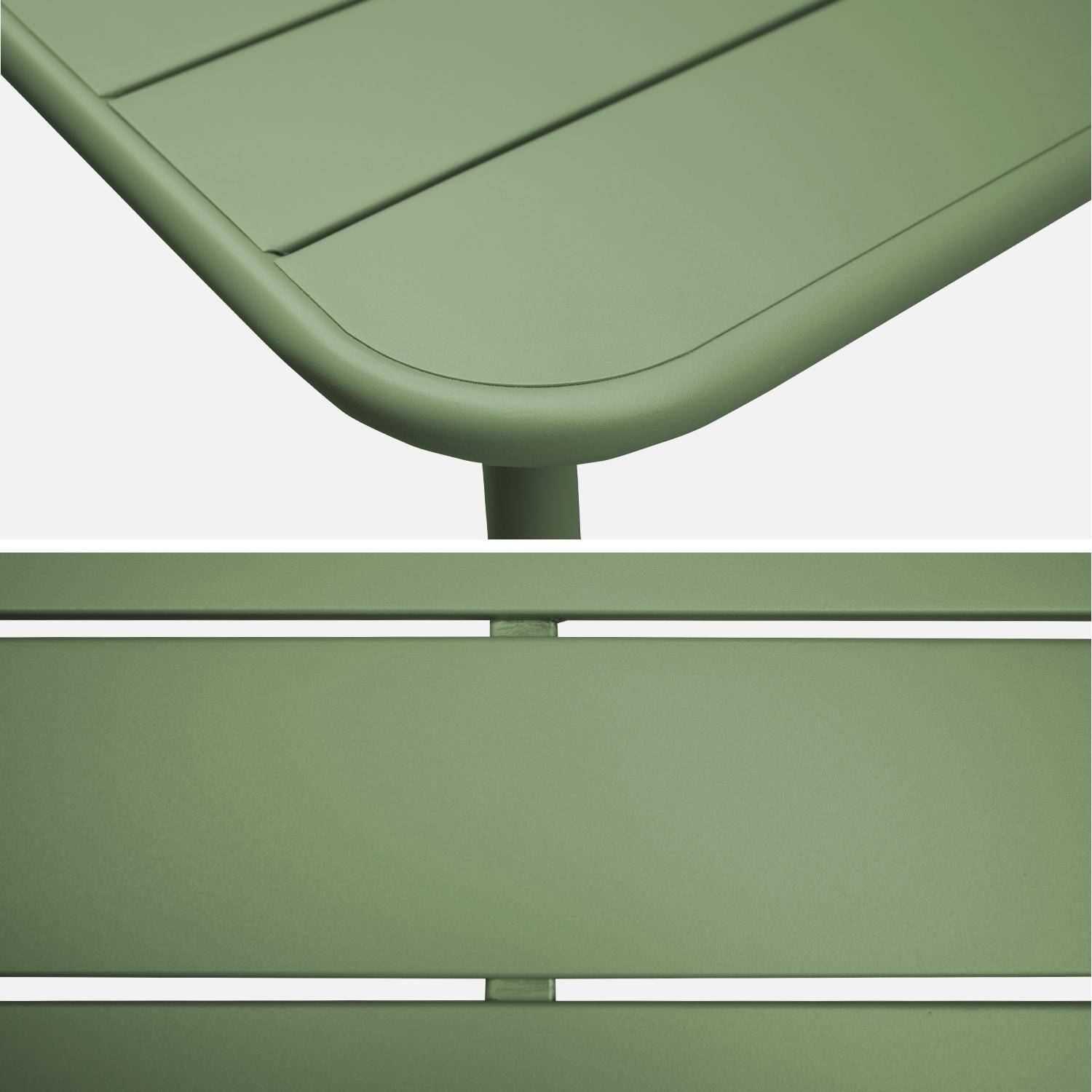 4-zits metalen tuintafel, groen, Amelia, 120x70cm, roestbestendige afwerking, latten en afgeronde hoeken Photo5