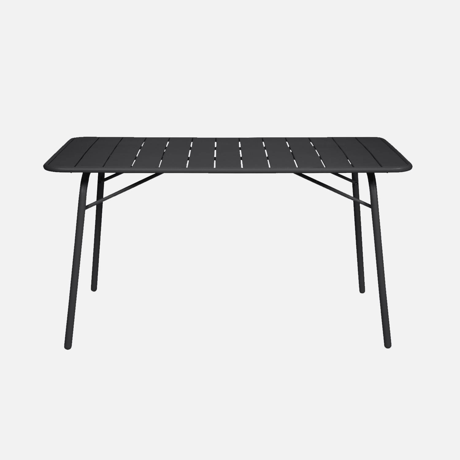 Klappbarer Gartentisch aus Stahl für 6 Personen, anthrazit, 140x80 cm, Rostschutzbehandlung, Latten und abgerundete Kanten - Amelia Photo5