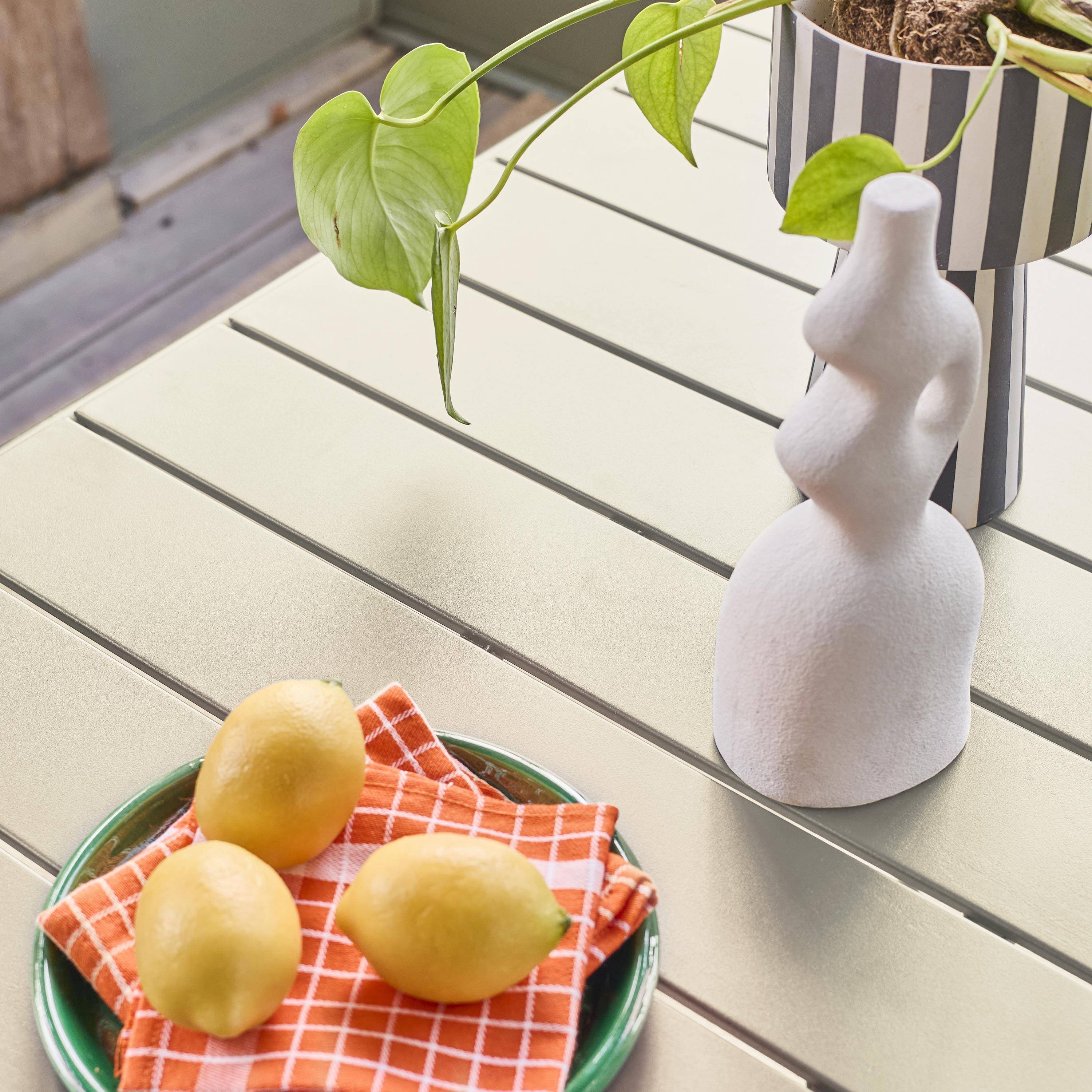 Klappbarer Gartentisch aus Stahl für 6 Personen, beige, 140x80 cm, Rostschutzbehandlung, Latten und abgerundete Kanten - Amelia Photo2