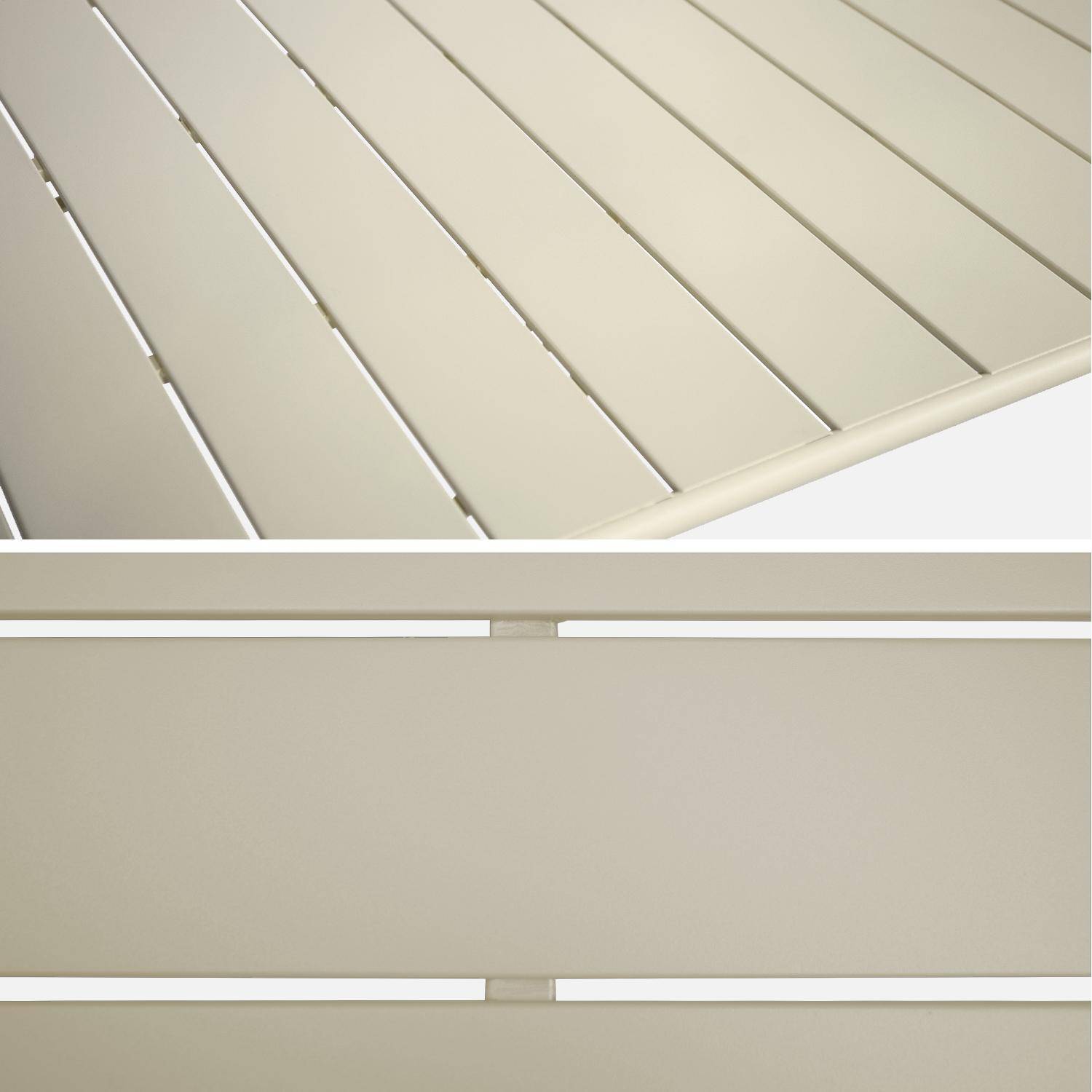 Klappbarer Gartentisch aus Stahl für 6 Personen, beige, 140x80 cm, Rostschutzbehandlung, Latten und abgerundete Kanten - Amelia Photo6