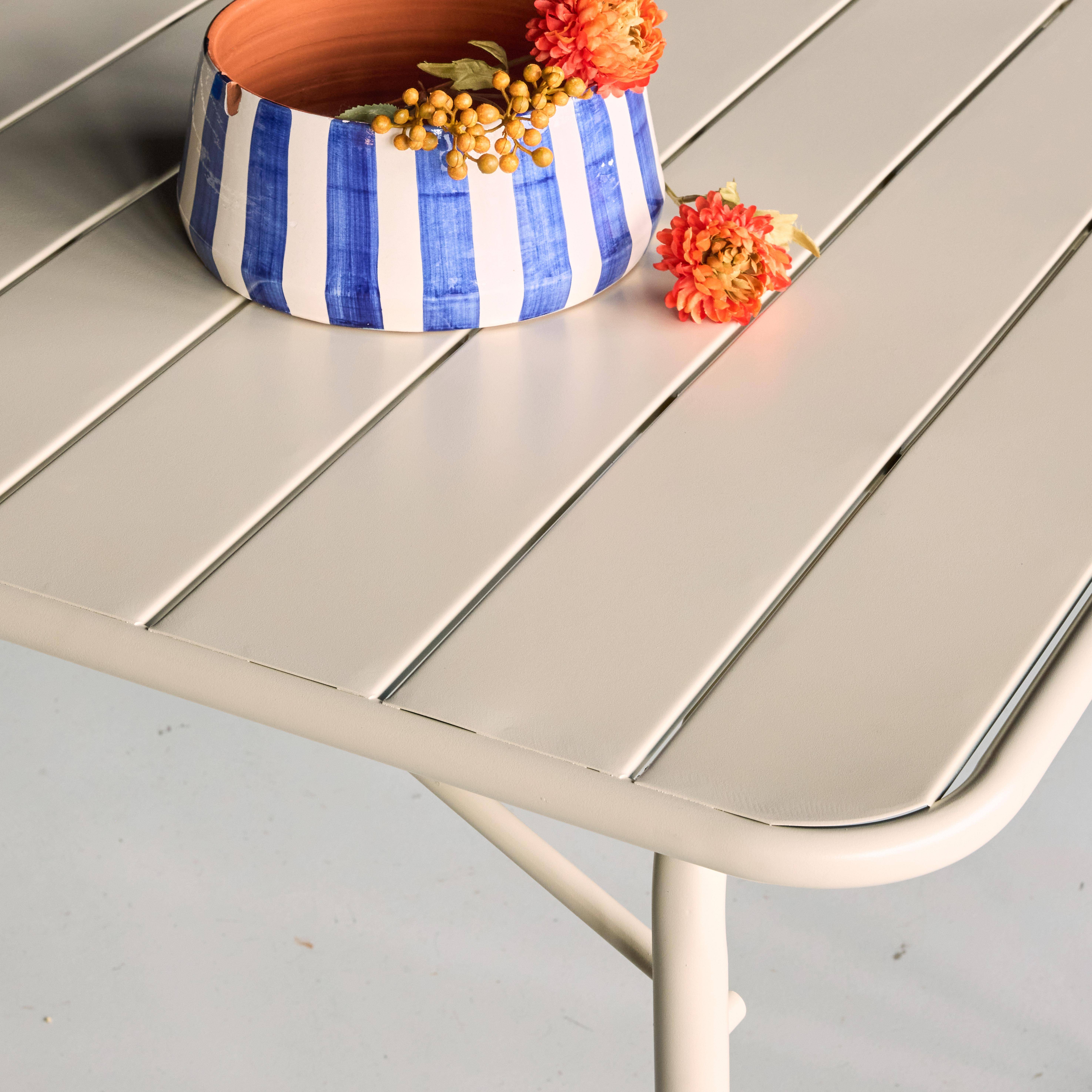 Tavolo da giardino bistrot pieghevole in metallo 6 posti, 140cm Beige - 141.2x80x72.5 cm,sweeek,Photo4