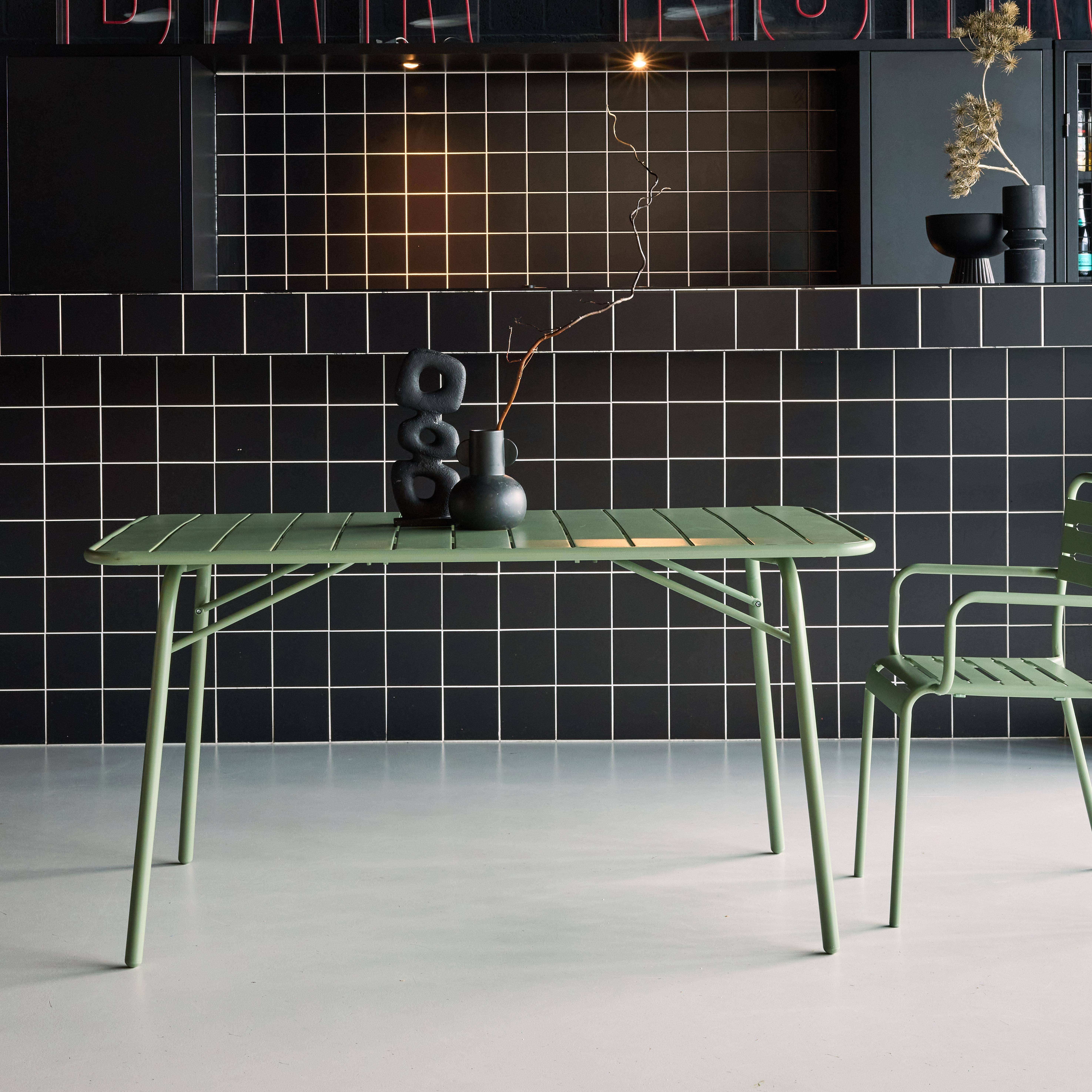 Mesa de jardín plegable de metal, 140cm, Amelia 140cm, Verde, 141.2x80x72.5 cm Photo1