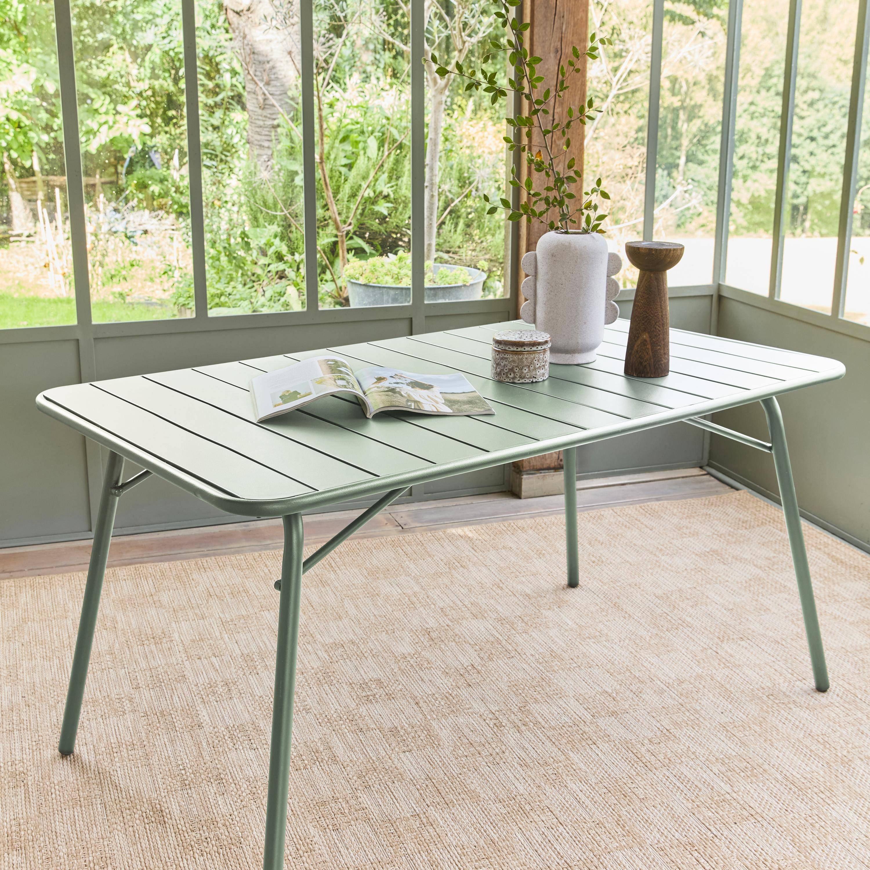 Mesa de jardín plegable de metal  140cm, 6 plazas Verde - 141.2x80x72.5 cm Photo1