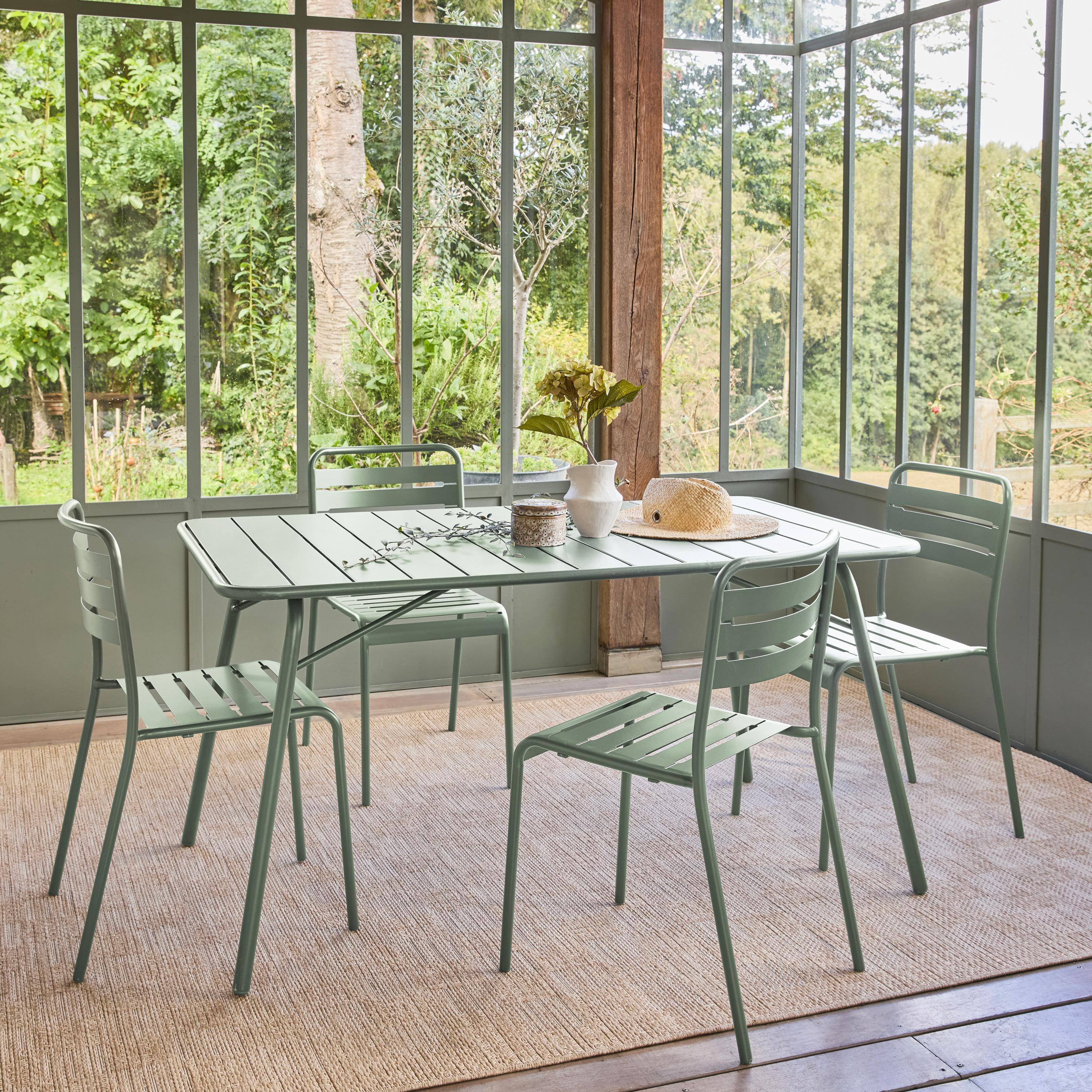 Mesa de jardín plegable de metal, 140cm, Amelia 140cm, Verde, 141.2x80x72.5 cm Photo3