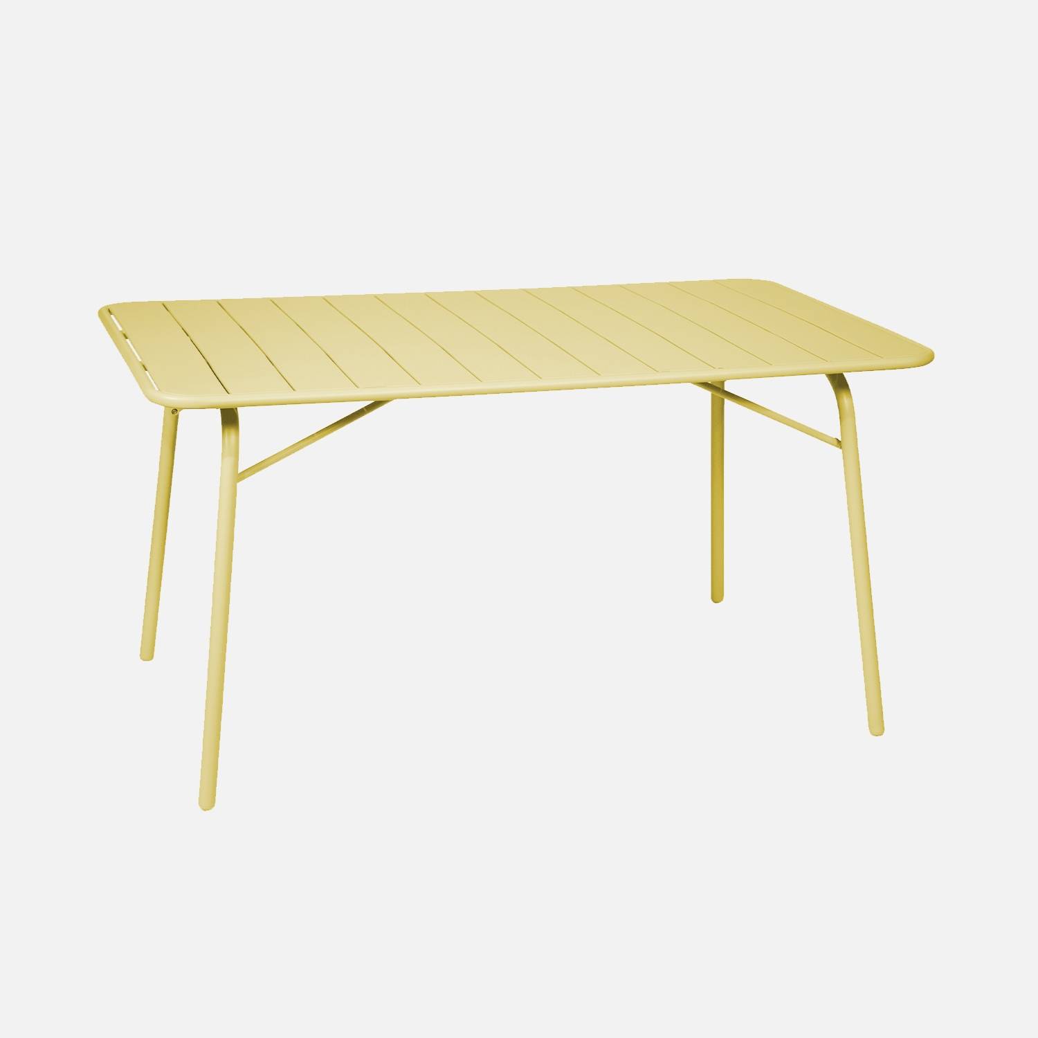 Table de jardin pliante métal 6 places, jaune