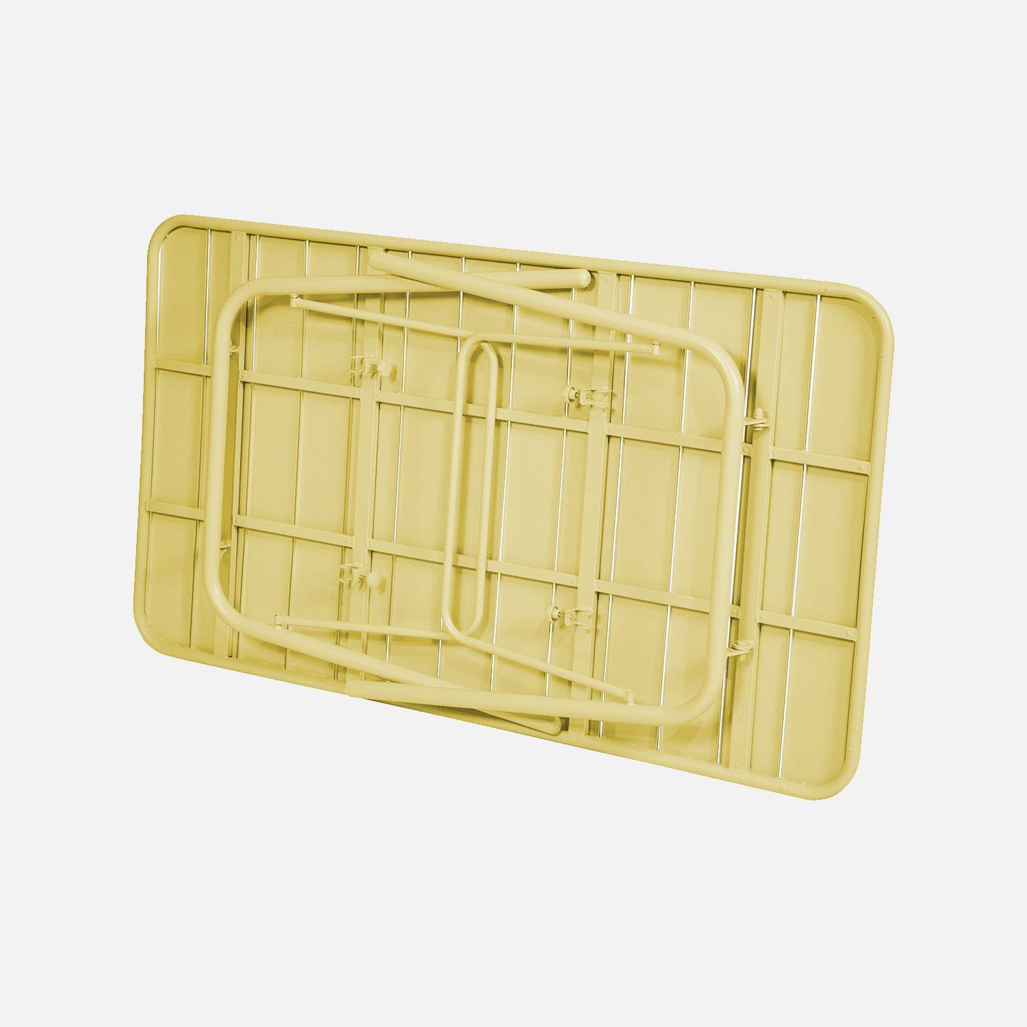 4-seater metal folding garden table 140cm, Amelia 140cm, Yellow, 141.2x80x72.5 cm,sweeek,Photo4