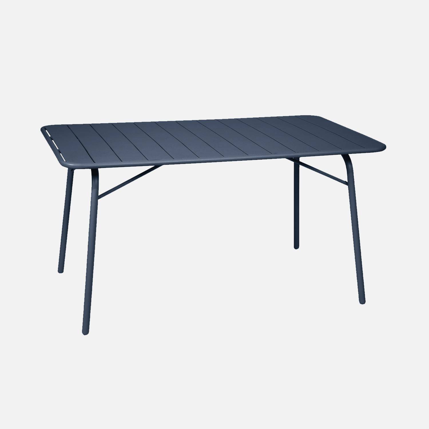 Tavolo da giardino bistrot pieghevole in metallo 6 posti, 140cm Blu navy - 141.2x80x72.5 cm,sweeek,Photo5