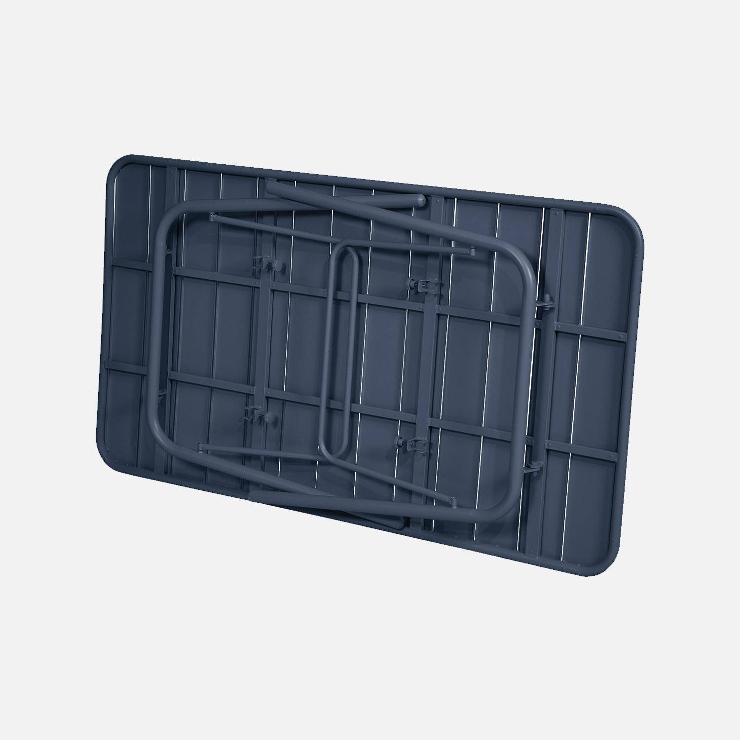 Mesa de jardín plegable de metal, 140cm, Amelia 140cm, Azul marino, 141.2x80x72.5 cm,sweeek,Photo5