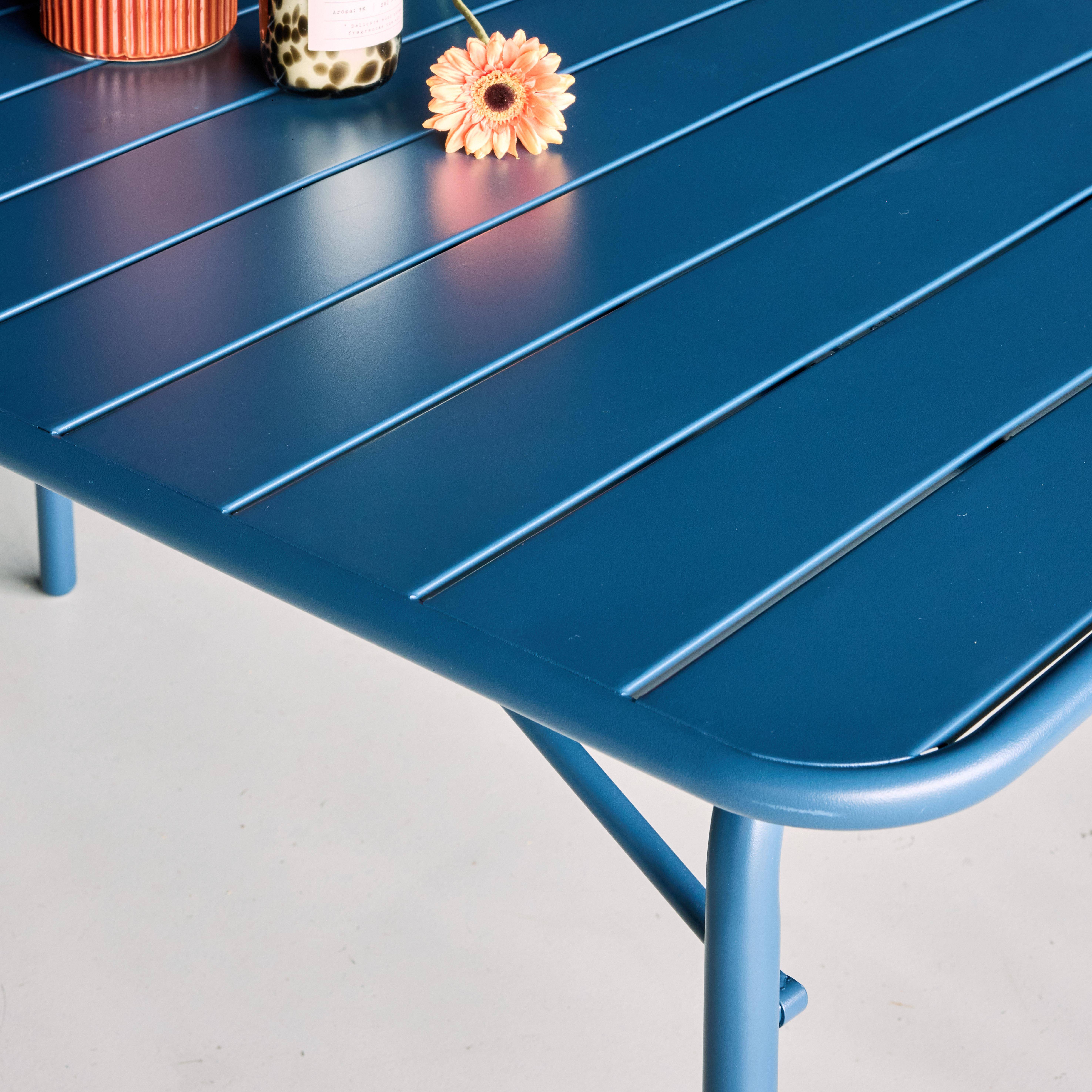 Mesa de jardín plegable de metal, 140cm, Amelia 140cm, Azul marino, 141.2x80x72.5 cm Photo3