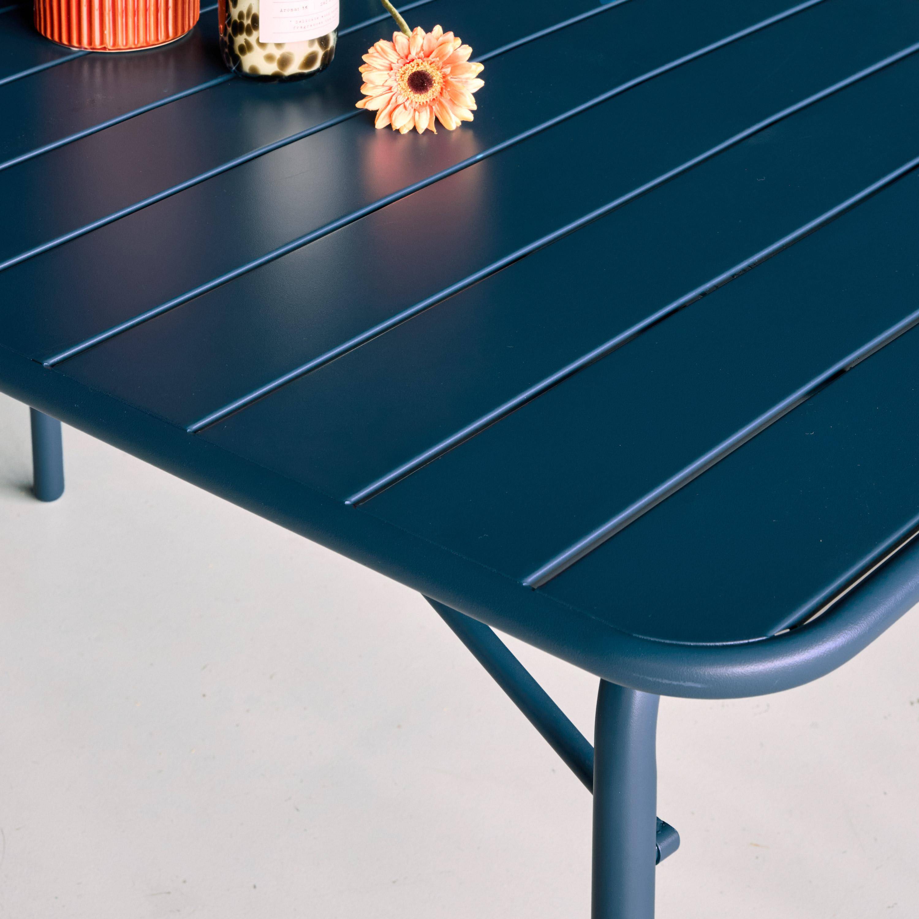 Tavolo da giardino pieghevole in metallo 6 posti, 140cm Blu navy - 141.2x80x72.5 cm Photo4