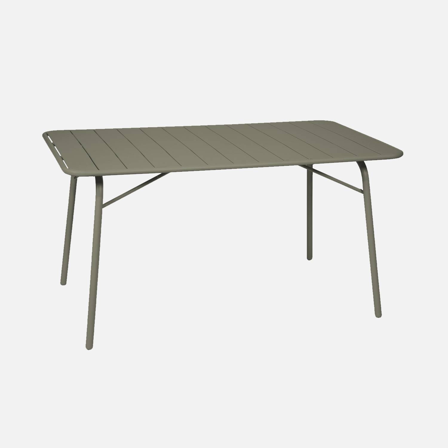Klappbarer Gartentisch Stahl 6 Personen, khaki