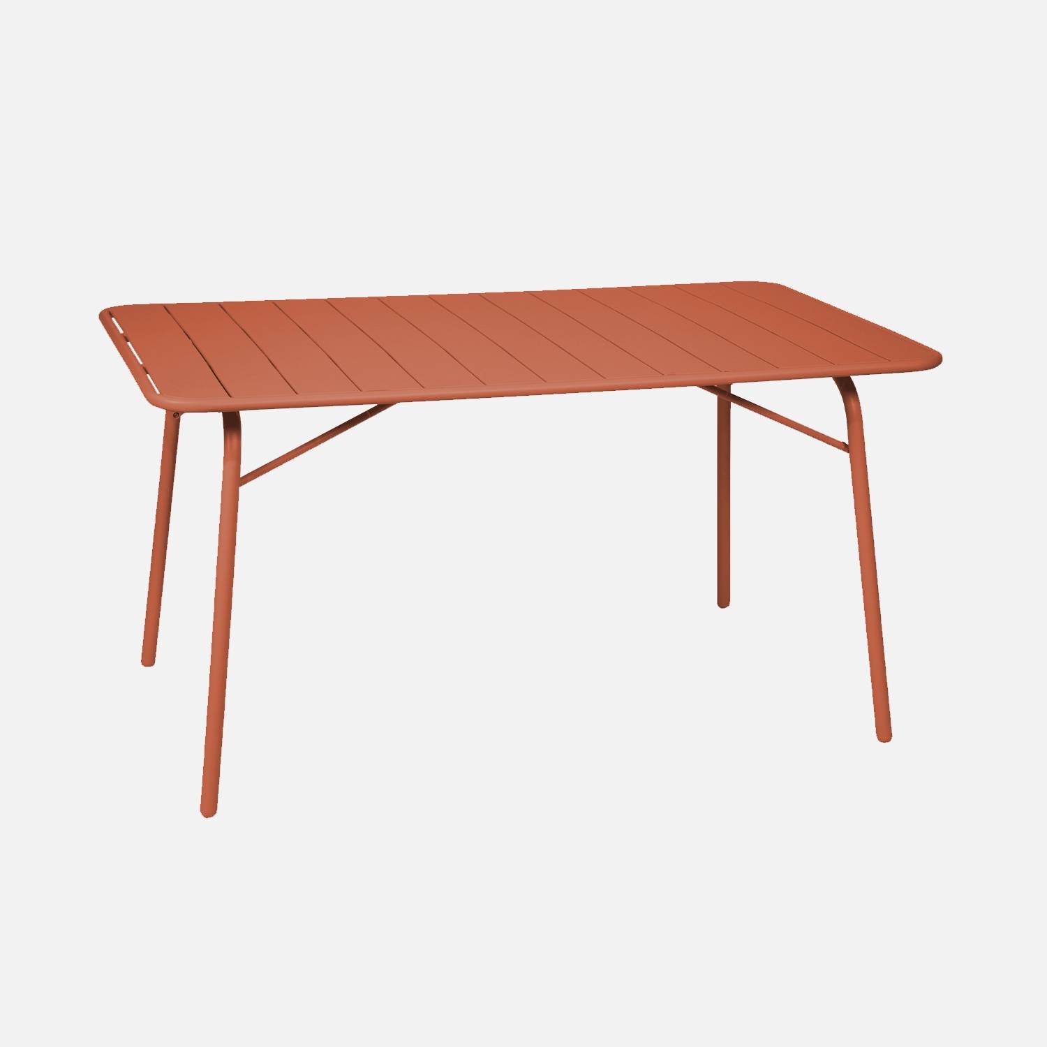 Klappbarer Gartentisch Stahl 6 Personen, terrakotta