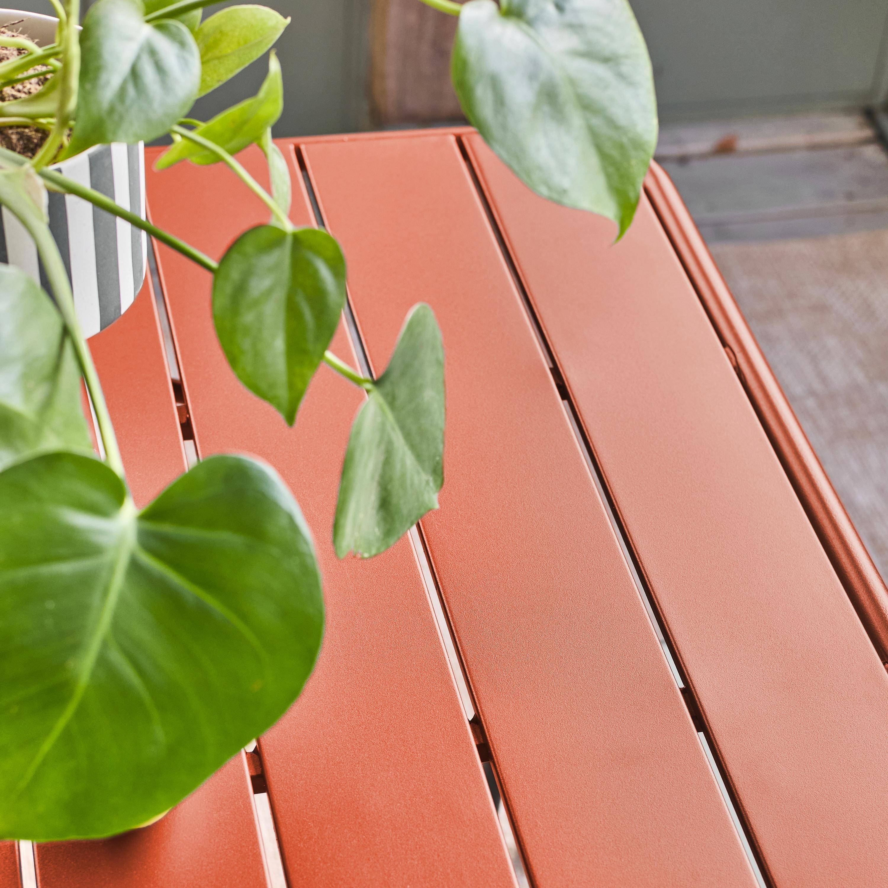 Klappbarer Gartentisch aus Stahl für 6 Personen, terrakotta, 140x80 cm, Rostschutzbehandlung, Latten und abgerundete Kanten - Amelia Photo2