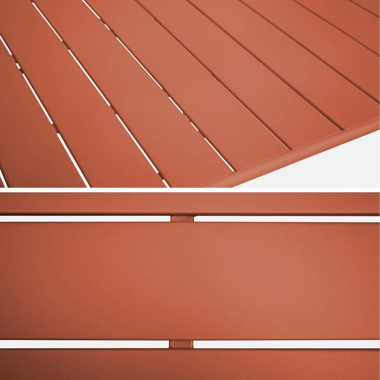 Klappbarer Gartentisch aus Stahl für 6 Personen, terrakotta, 140x80 cm, Rostschutzbehandlung, Latten und abgerundete Kanten - Amelia Photo6